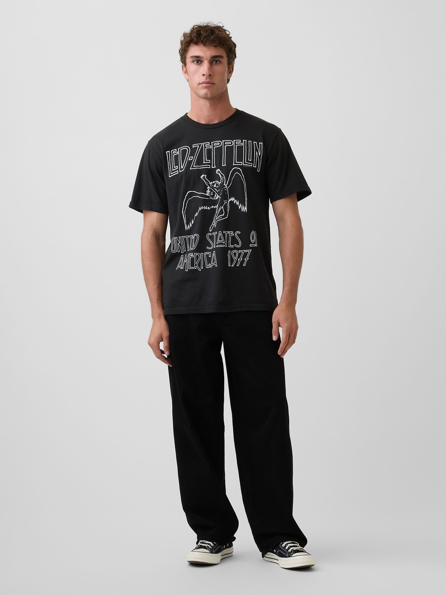 Black Led Zepplin Relaxed Graphic Short Sleeve T-Shirt - Image 3 of 4