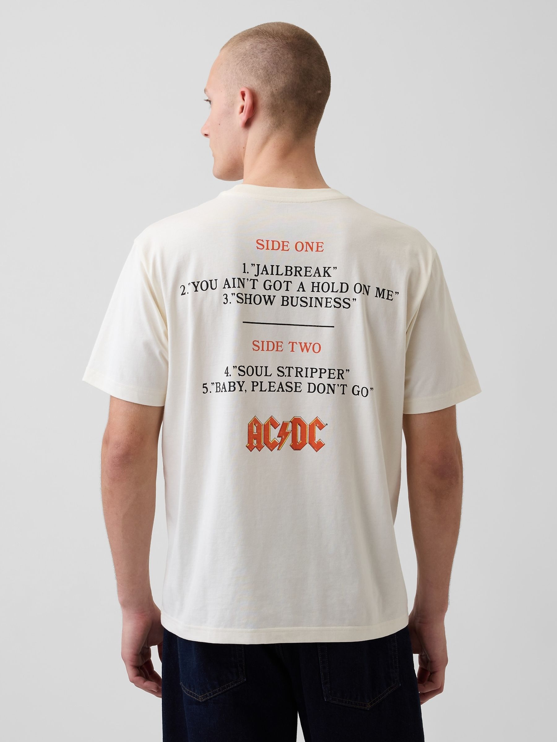 White ACDC Relaxed Graphic T-Shirt - Image 2 of 4
