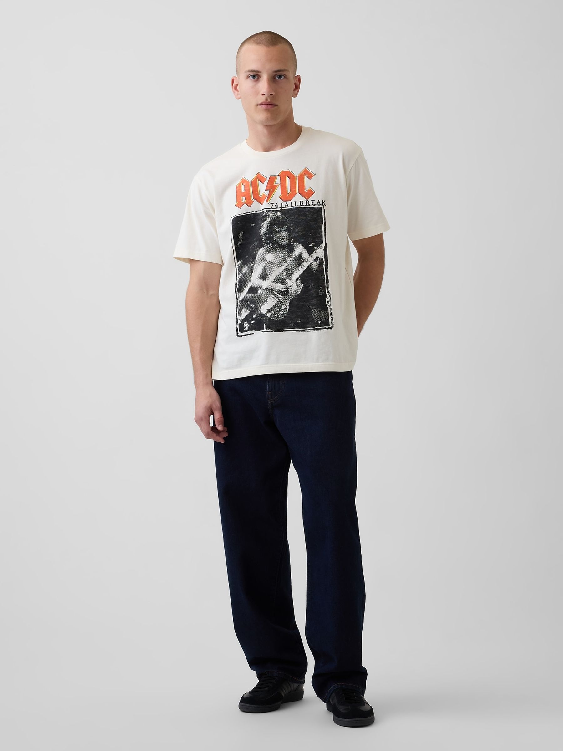 White ACDC Relaxed Graphic T-Shirt - Image 3 of 4