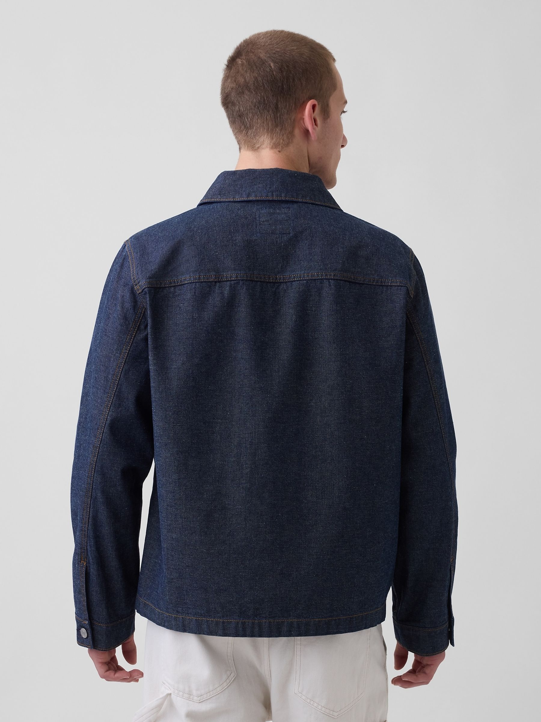 Dark Wash Canvas Denim Relaxed Shirt Jacket - Image 2 of 3