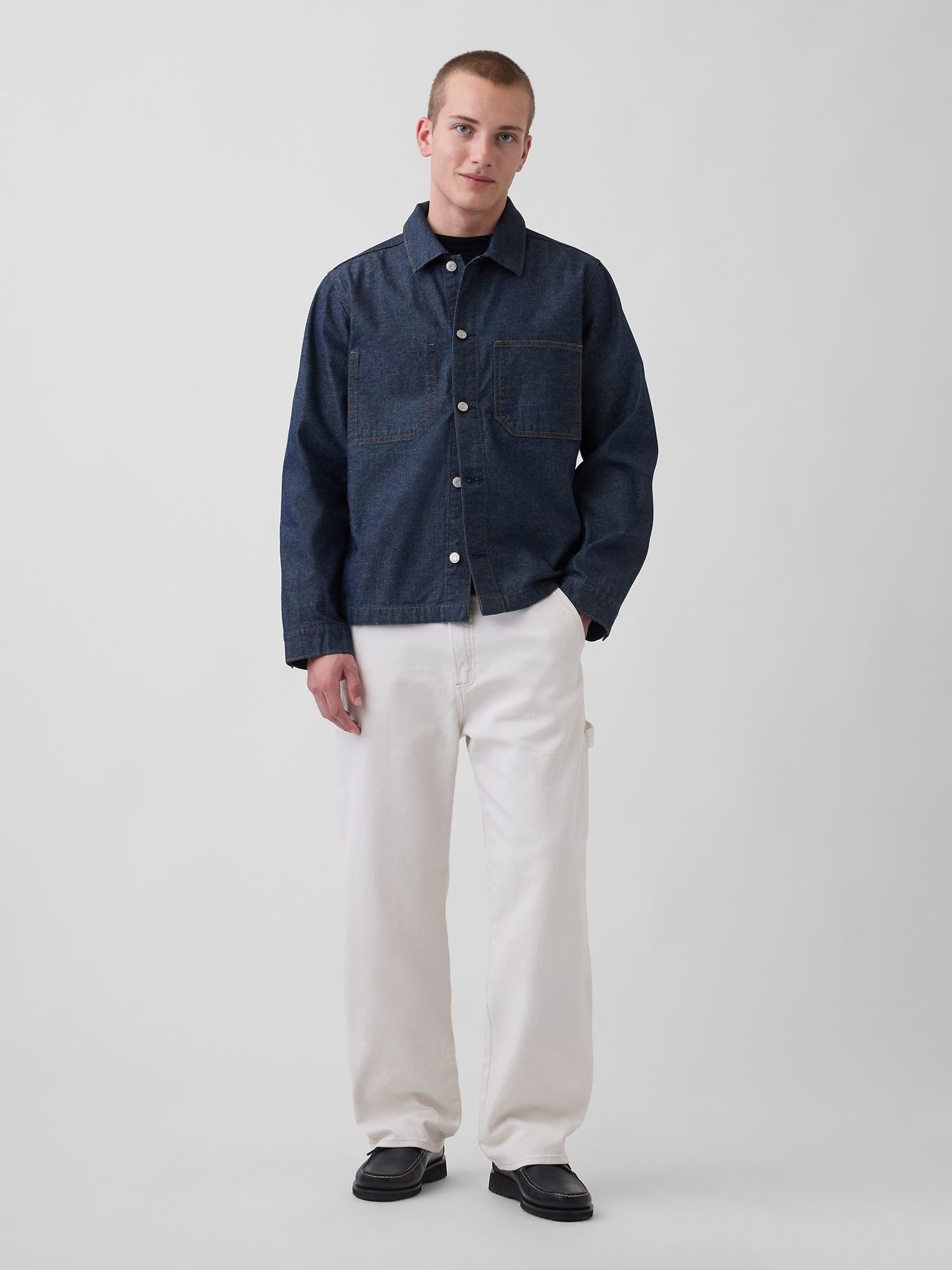 Dark Wash Canvas Denim Relaxed Shirt Jacket - Image 3 of 3