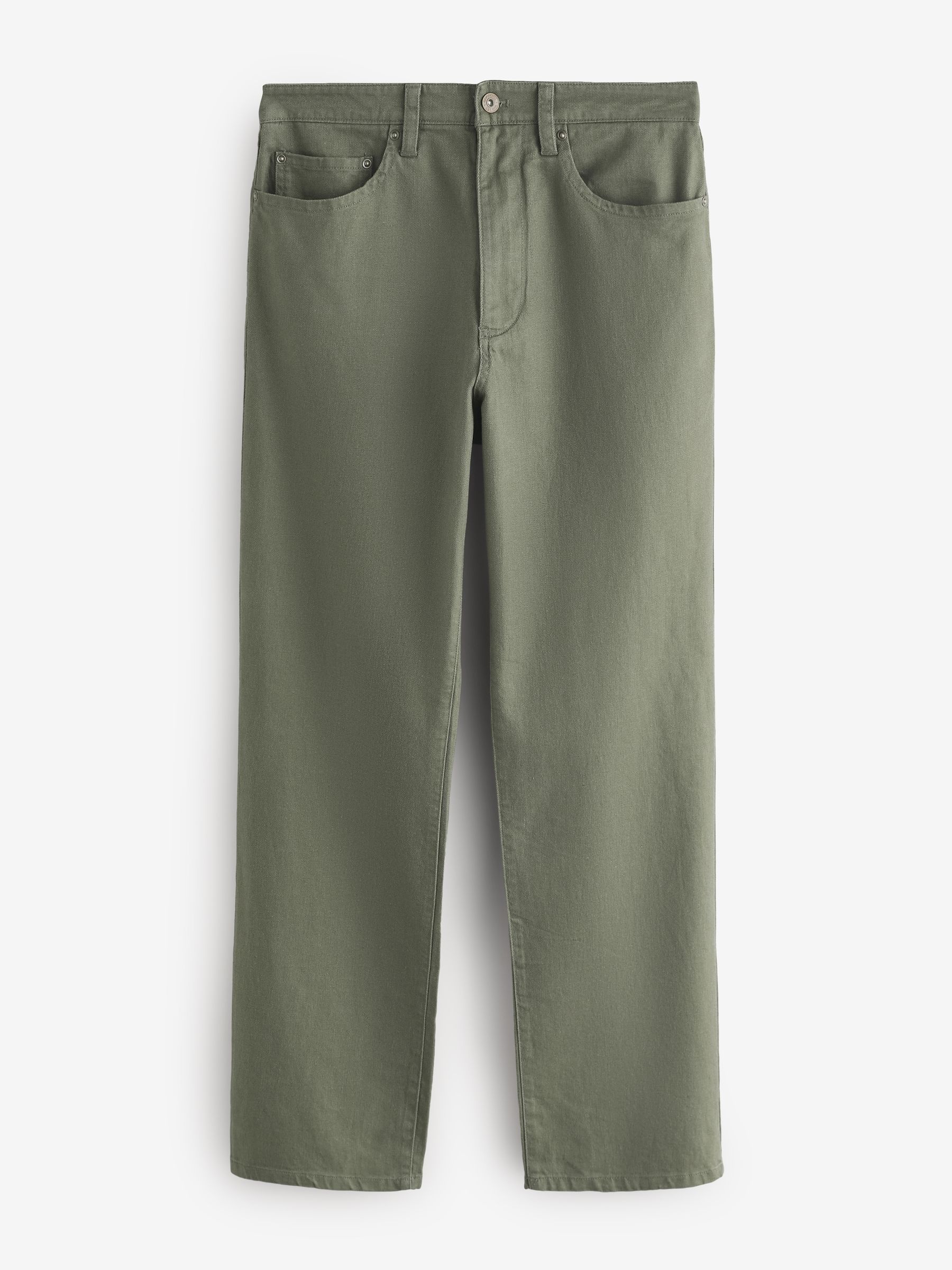 Green Linen-Cotton Relaxed Straight Trousers - Image 1 of 6