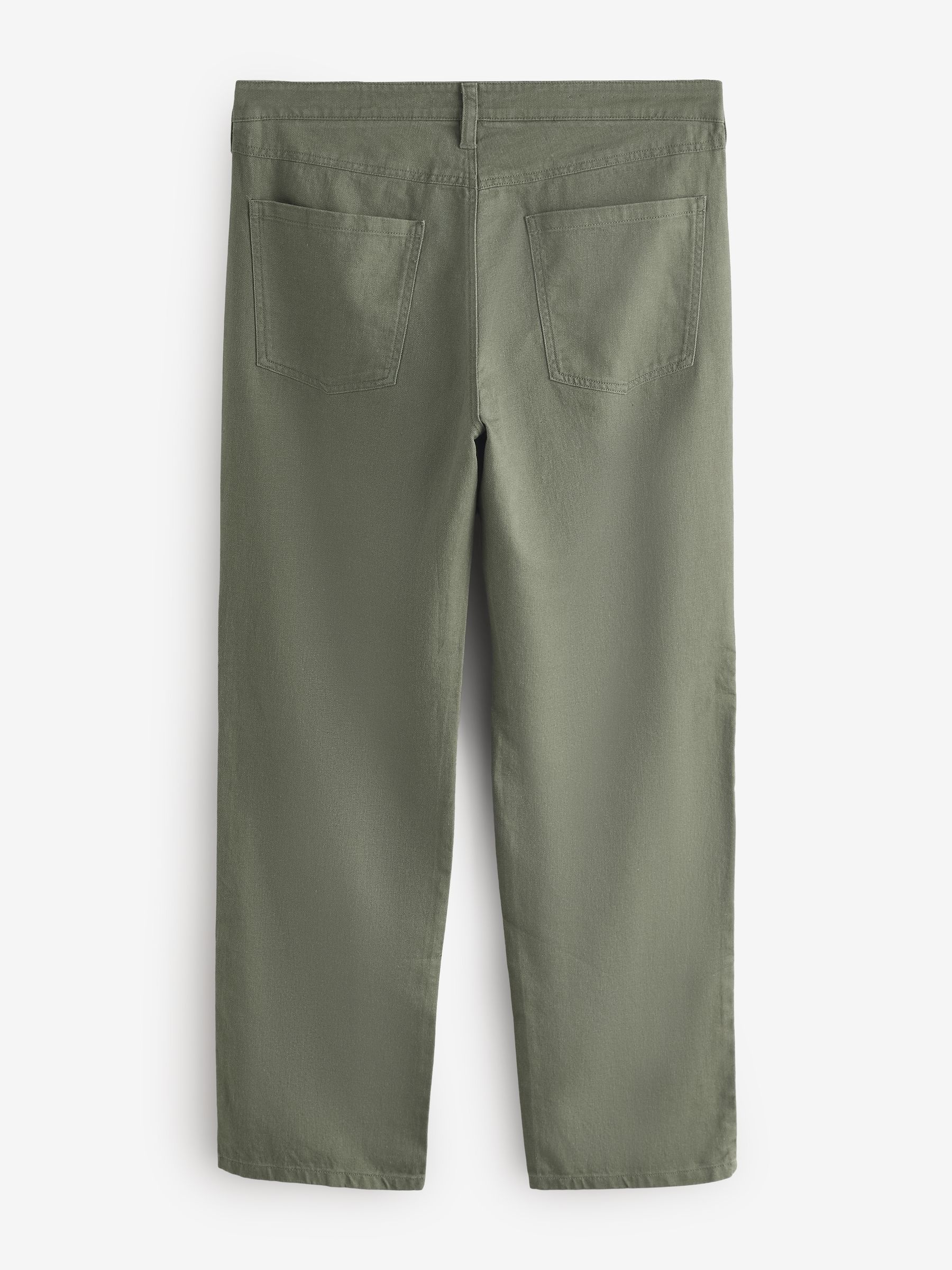 Green Linen-Cotton Relaxed Straight Trousers - Image 2 of 6