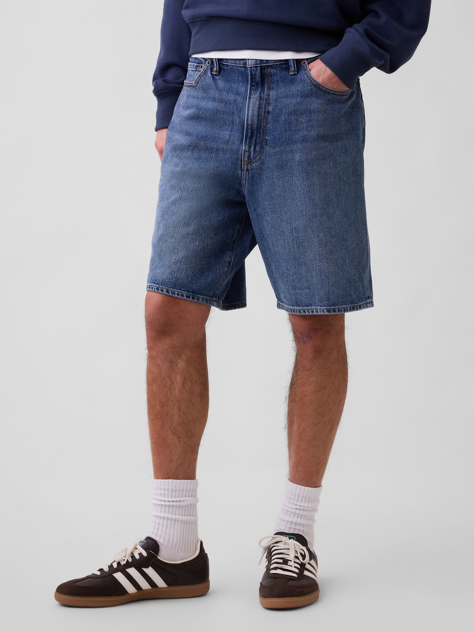 Blue 9" SuperSoft Loose Denim Shorts - Image 1 of 6