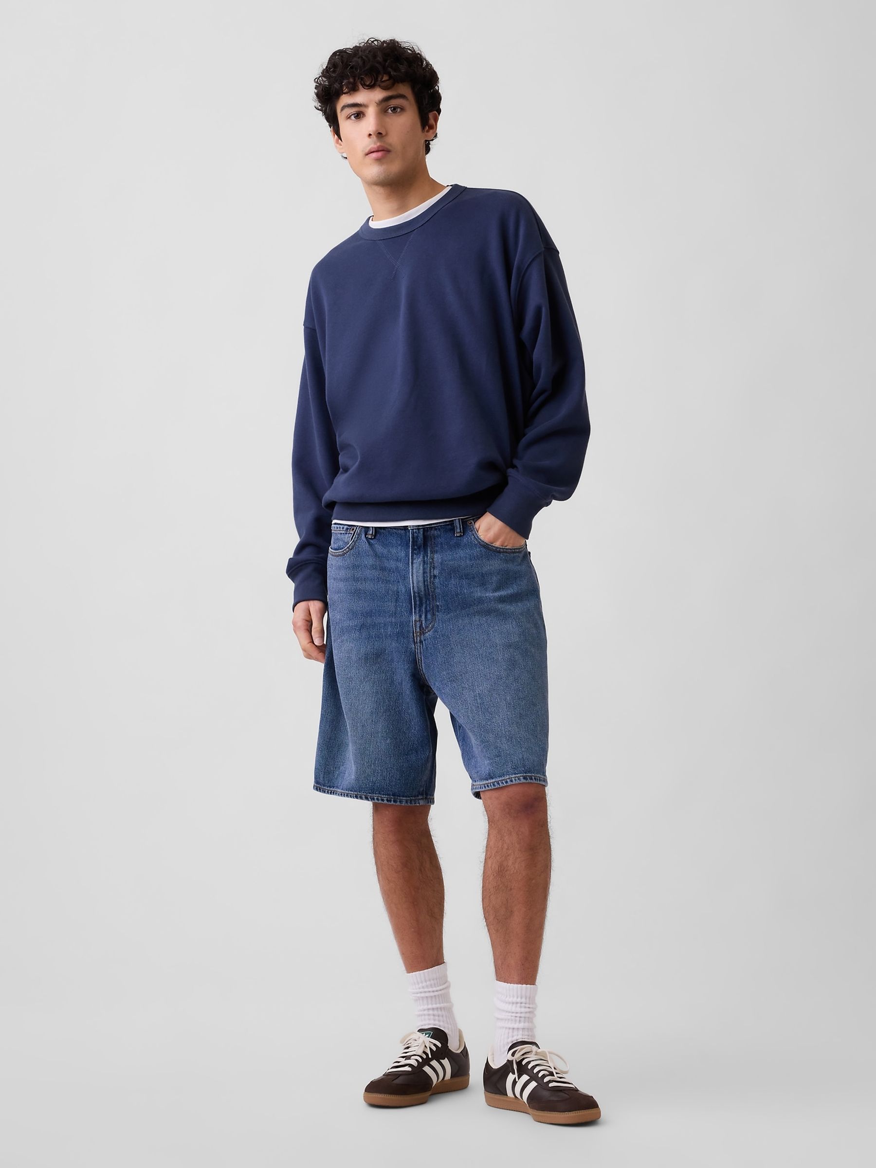 Blue 9" SuperSoft Loose Denim Shorts - Image 3 of 6
