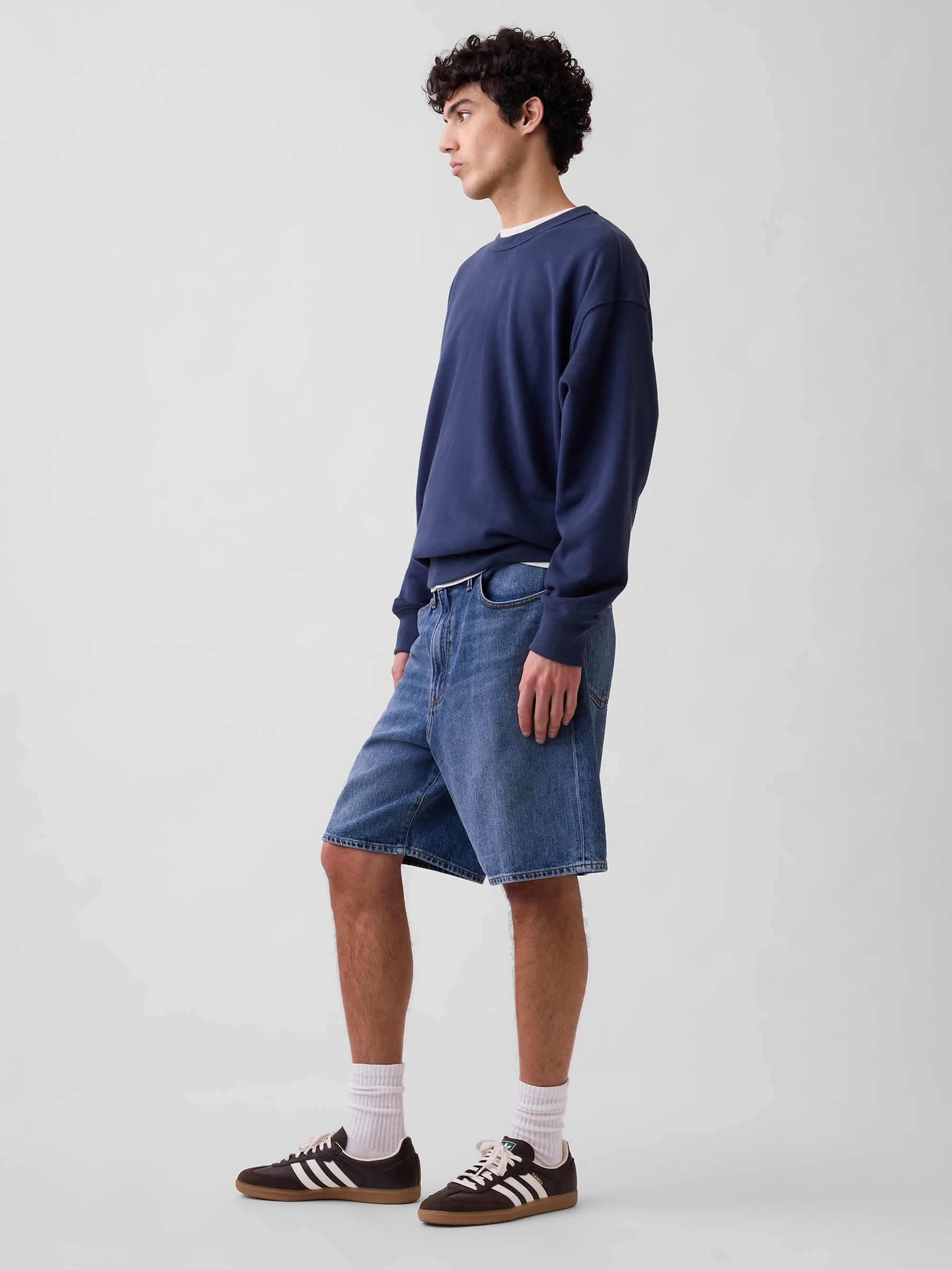 Blue 9" SuperSoft Loose Denim Shorts - Image 4 of 6