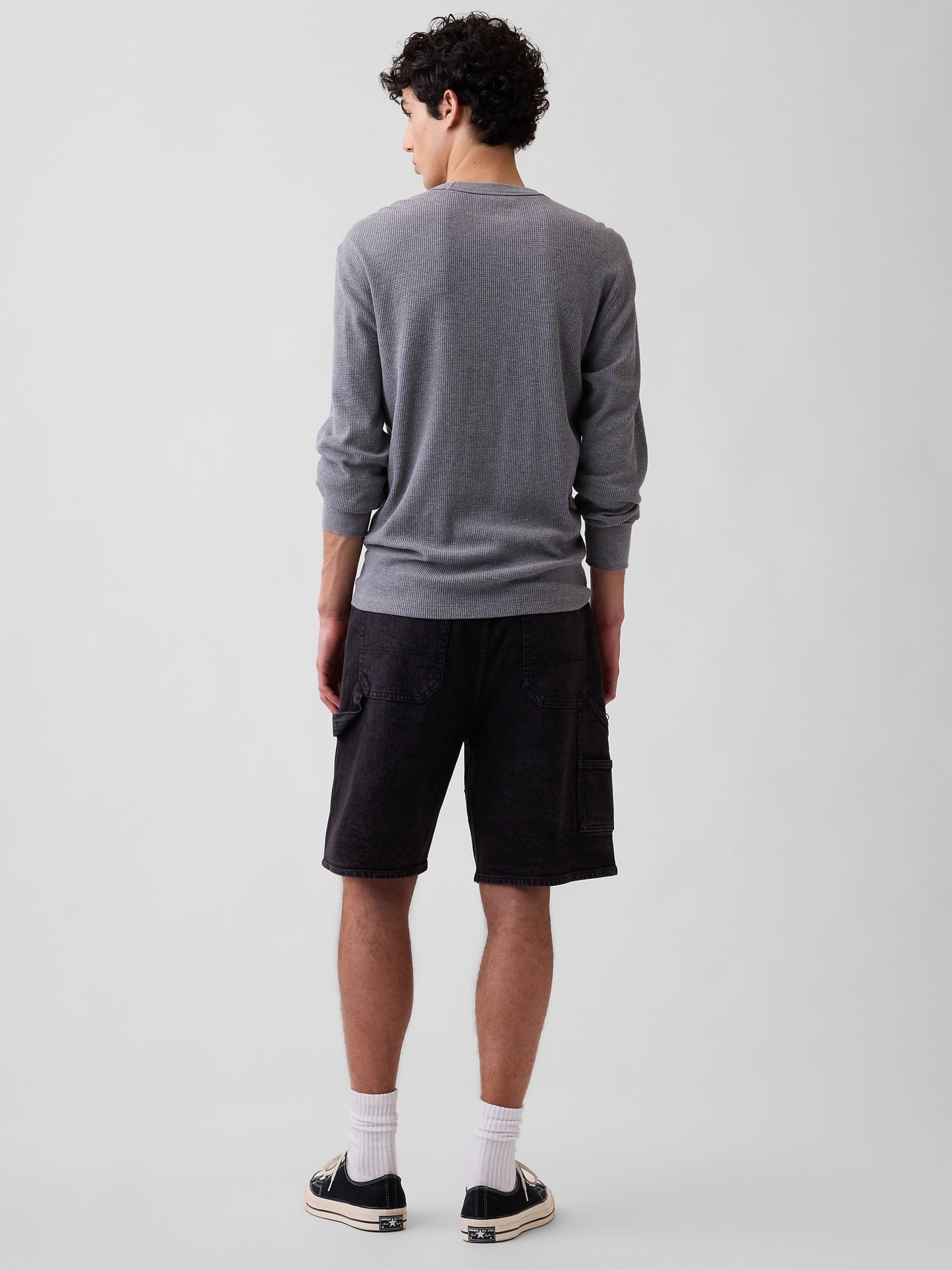 Black 9 inch Denim Carpenter Shorts - Image 2 of 6 Black 9 inch Denim Carpenter Shorts - Image 2 of 6