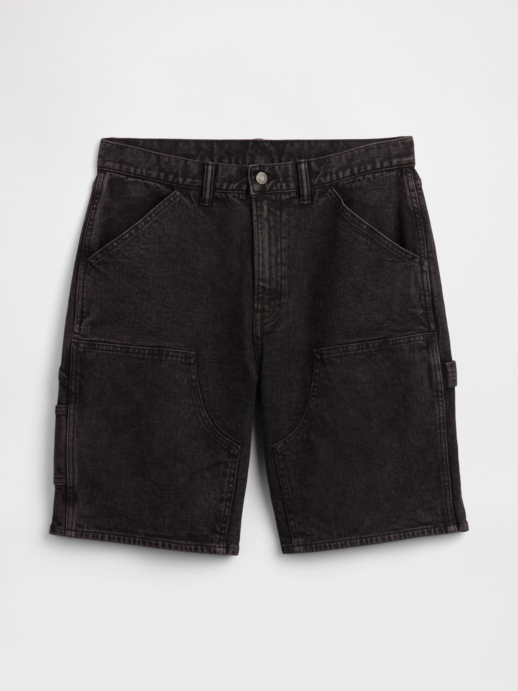 Black 9 inch Denim Carpenter Shorts - Image 6 of 6 Black 9 inch Denim Carpenter Shorts - Image 6 of 6
