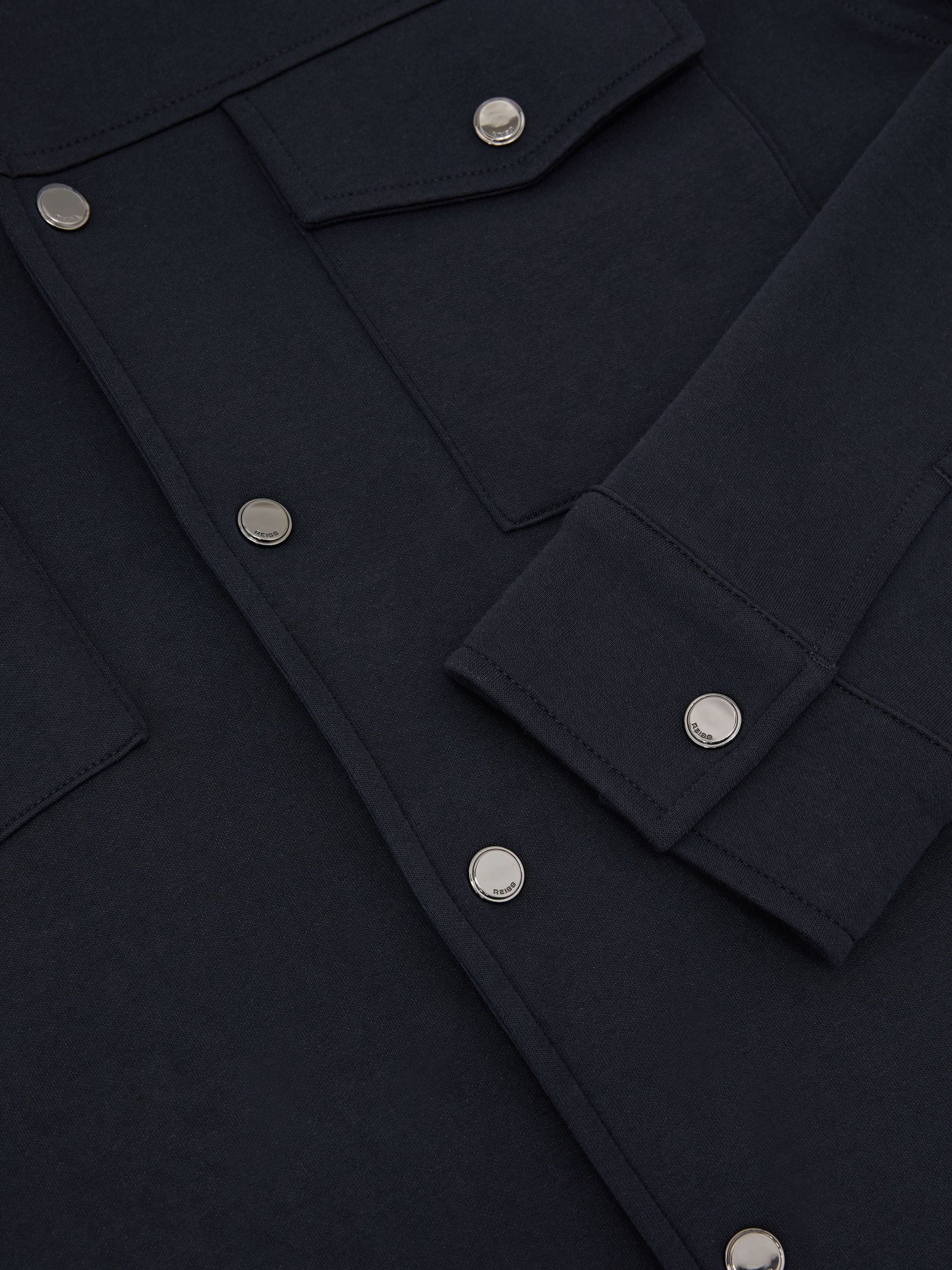 Premium Interlock Twin-Pocket Overshirt in Navy - Image 6 of 6