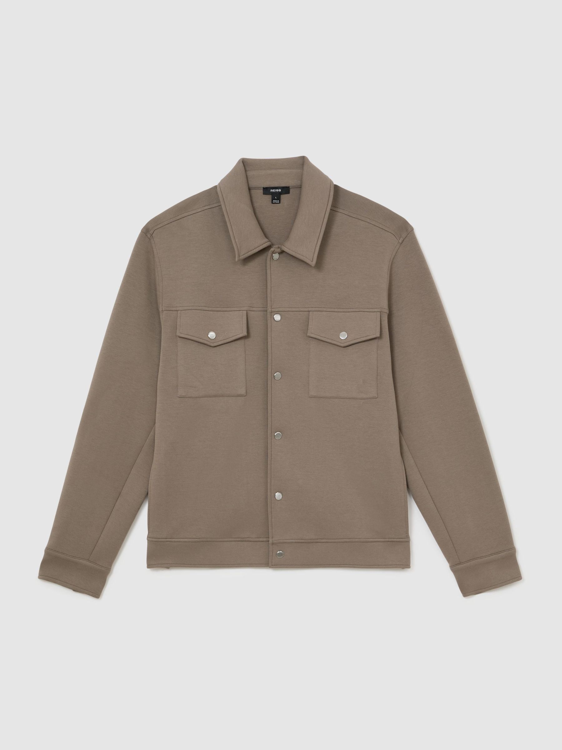 Premium Interlock Twin-Pocket Overshirt in Mushroom Brown - Image 2 of 7