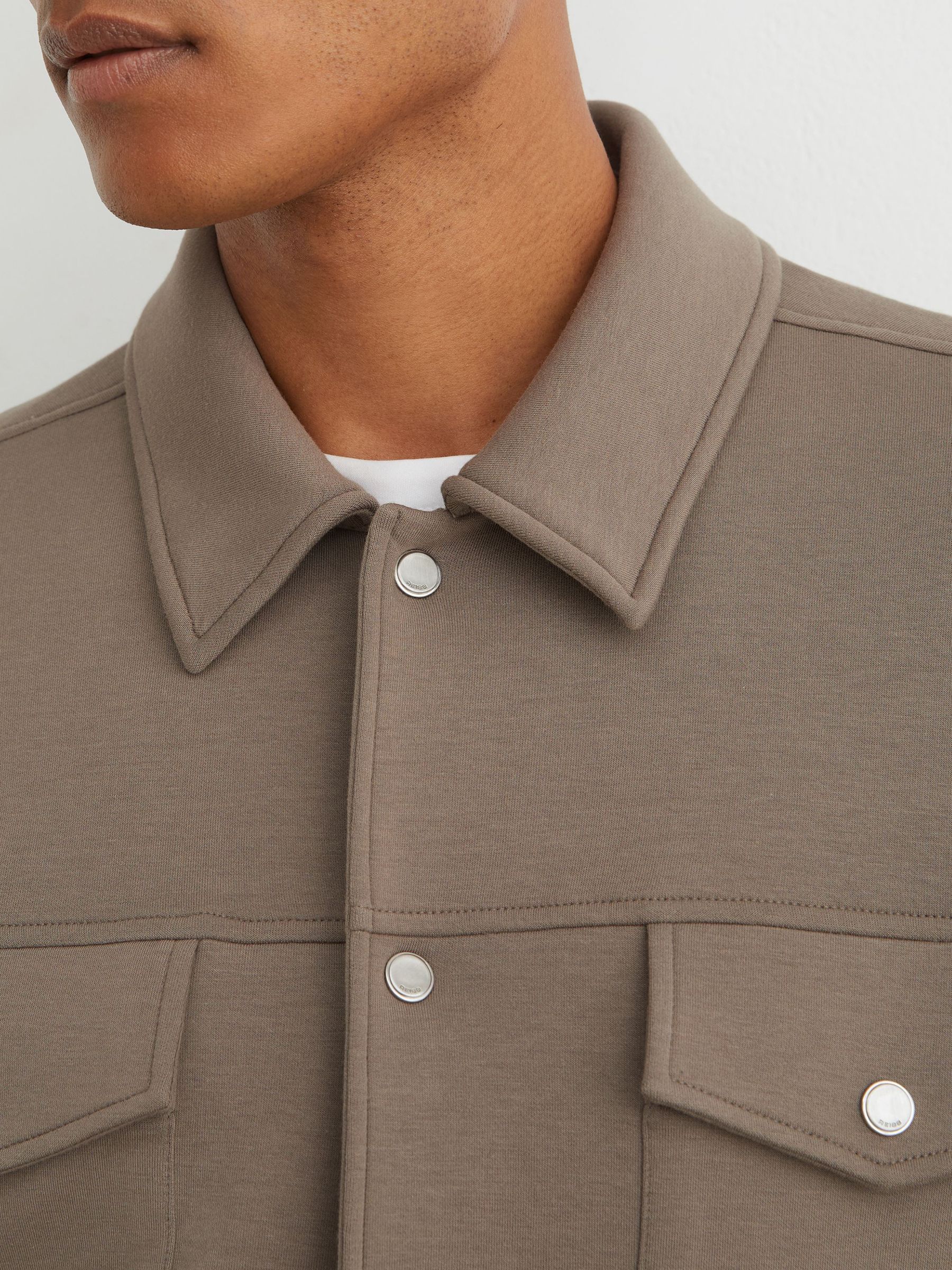 Premium Interlock Twin-Pocket Overshirt in Mushroom Brown - Image 4 of 7