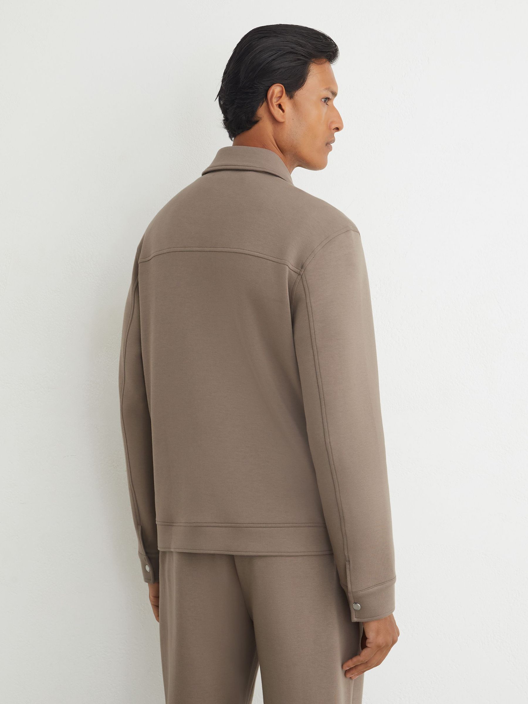 Premium Interlock Twin-Pocket Overshirt in Mushroom Brown - Image 5 of 7