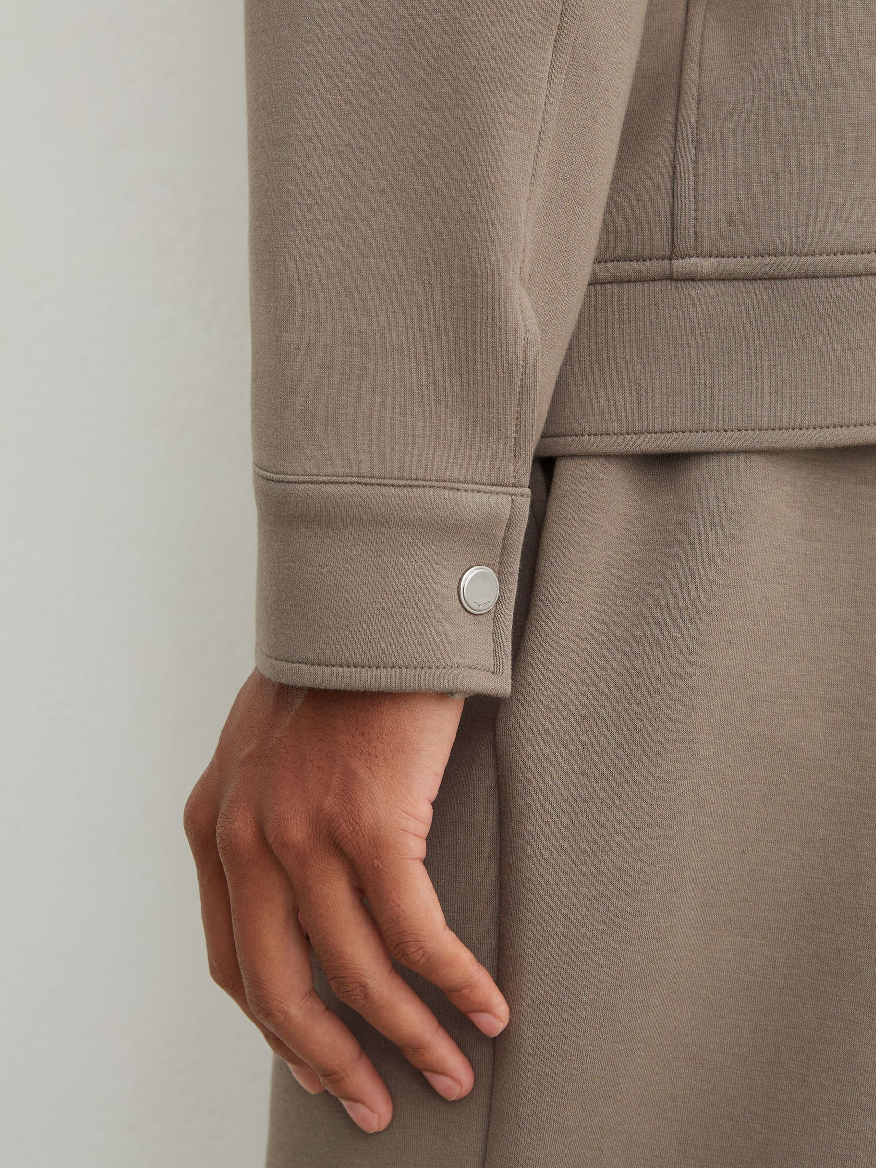 Premium Interlock Twin-Pocket Overshirt in Mushroom Brown - Image 6 of 7