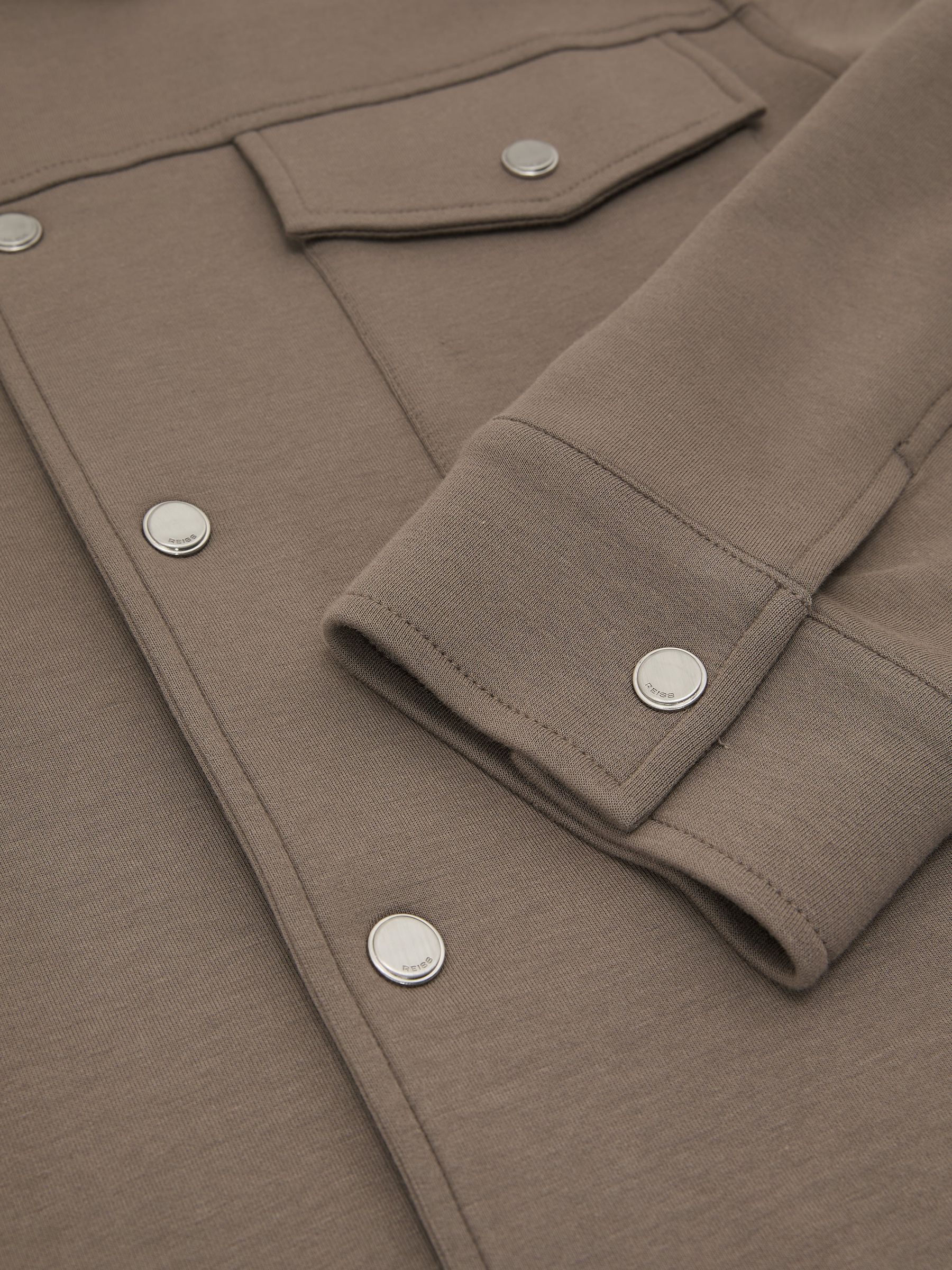 Premium Interlock Twin-Pocket Overshirt in Mushroom Brown - Image 7 of 7
