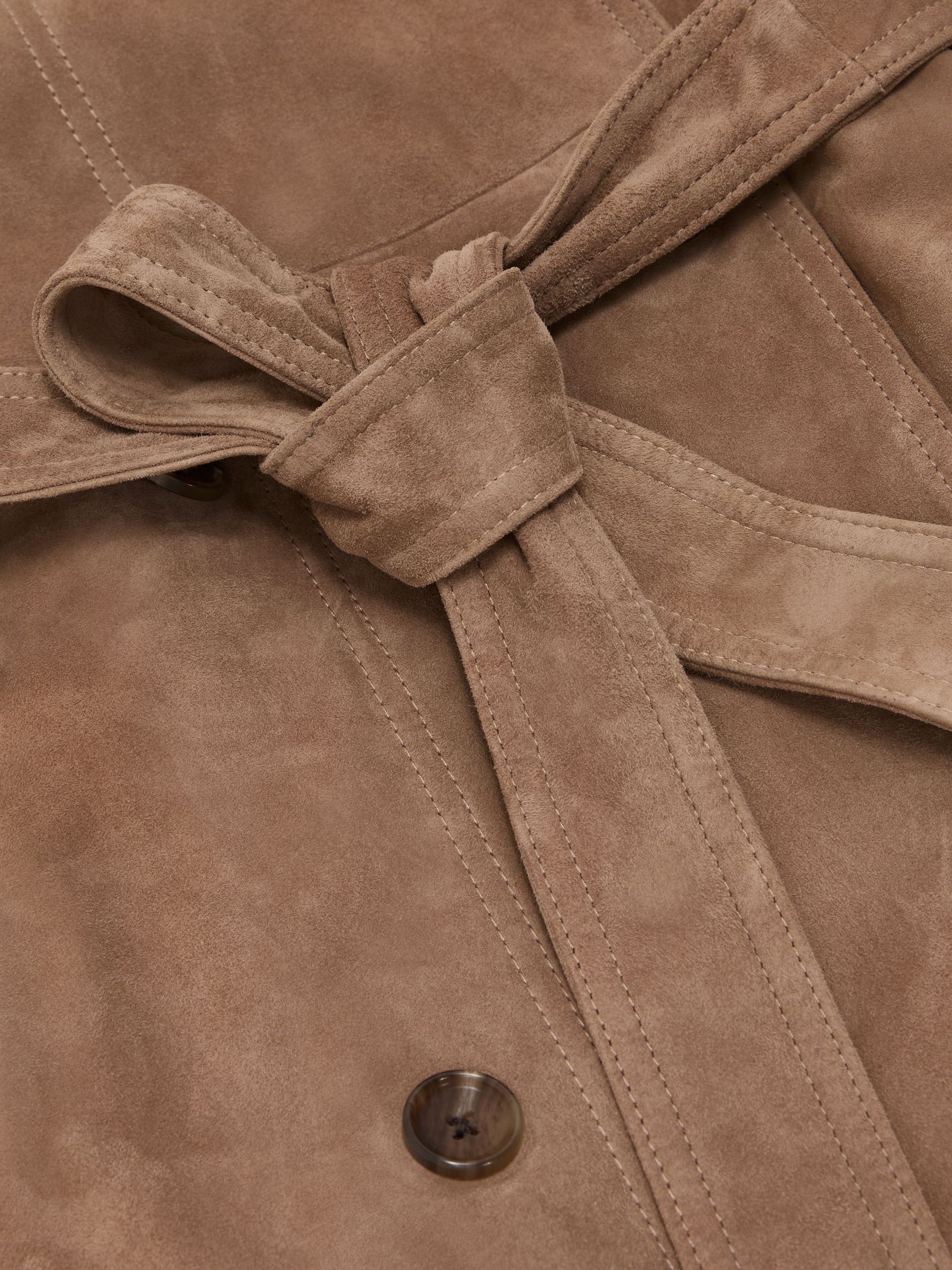 Suede Double-Breasted Trench Coat in Neutral - Image 9 of 9