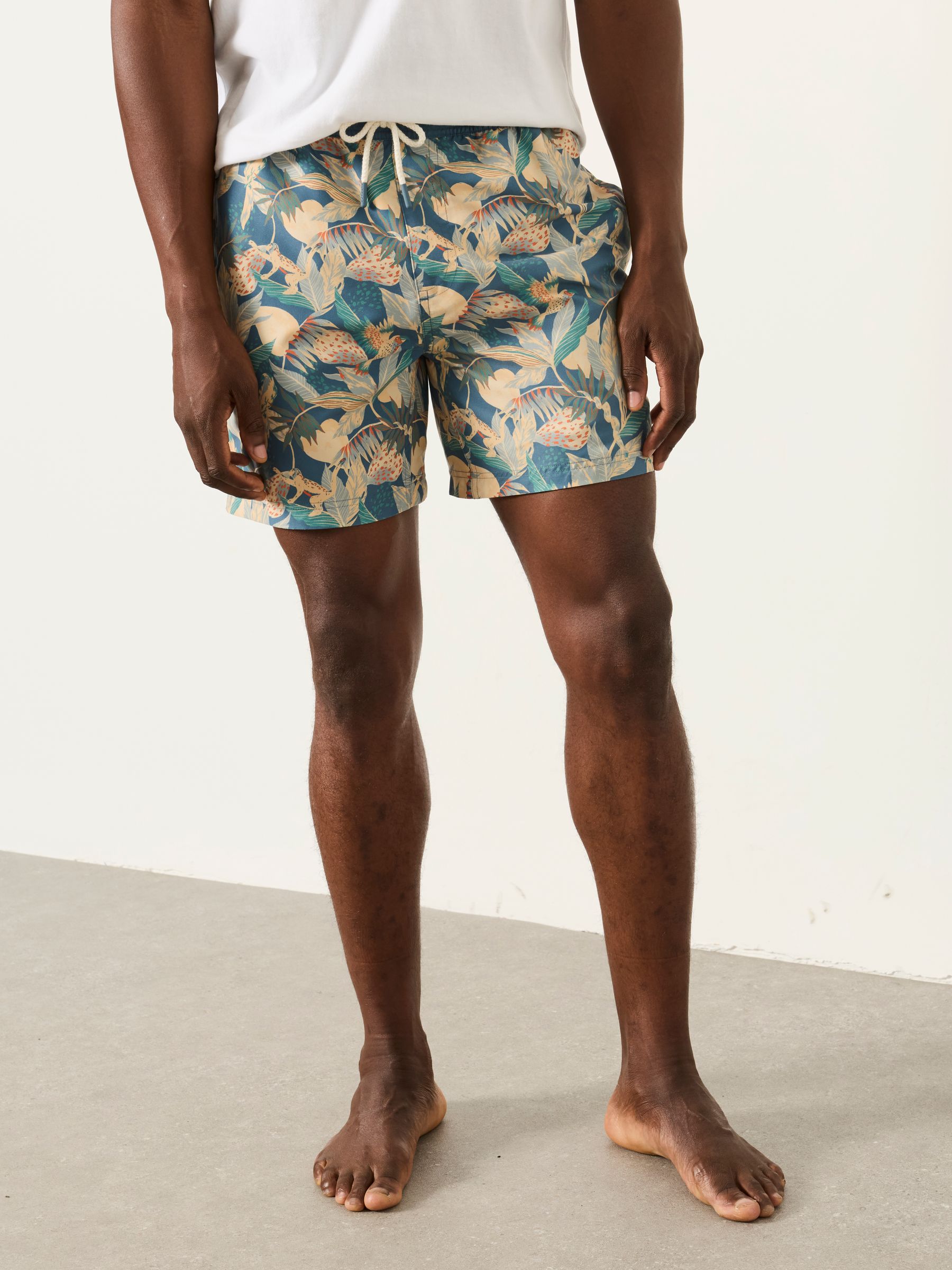 Blue Floral Printed Swim Shorts - Image 3 of 5