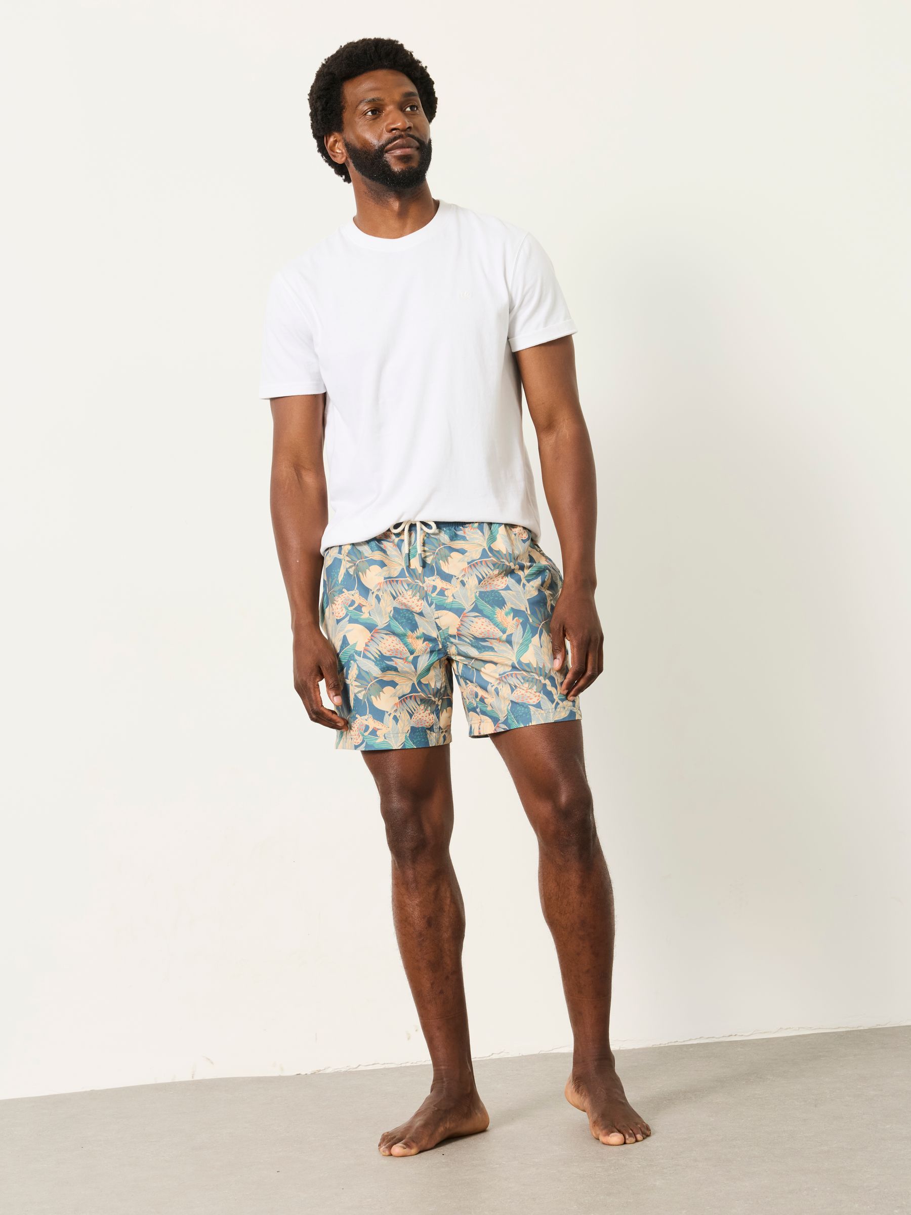 Blue Floral Printed Swim Shorts - Image 4 of 5