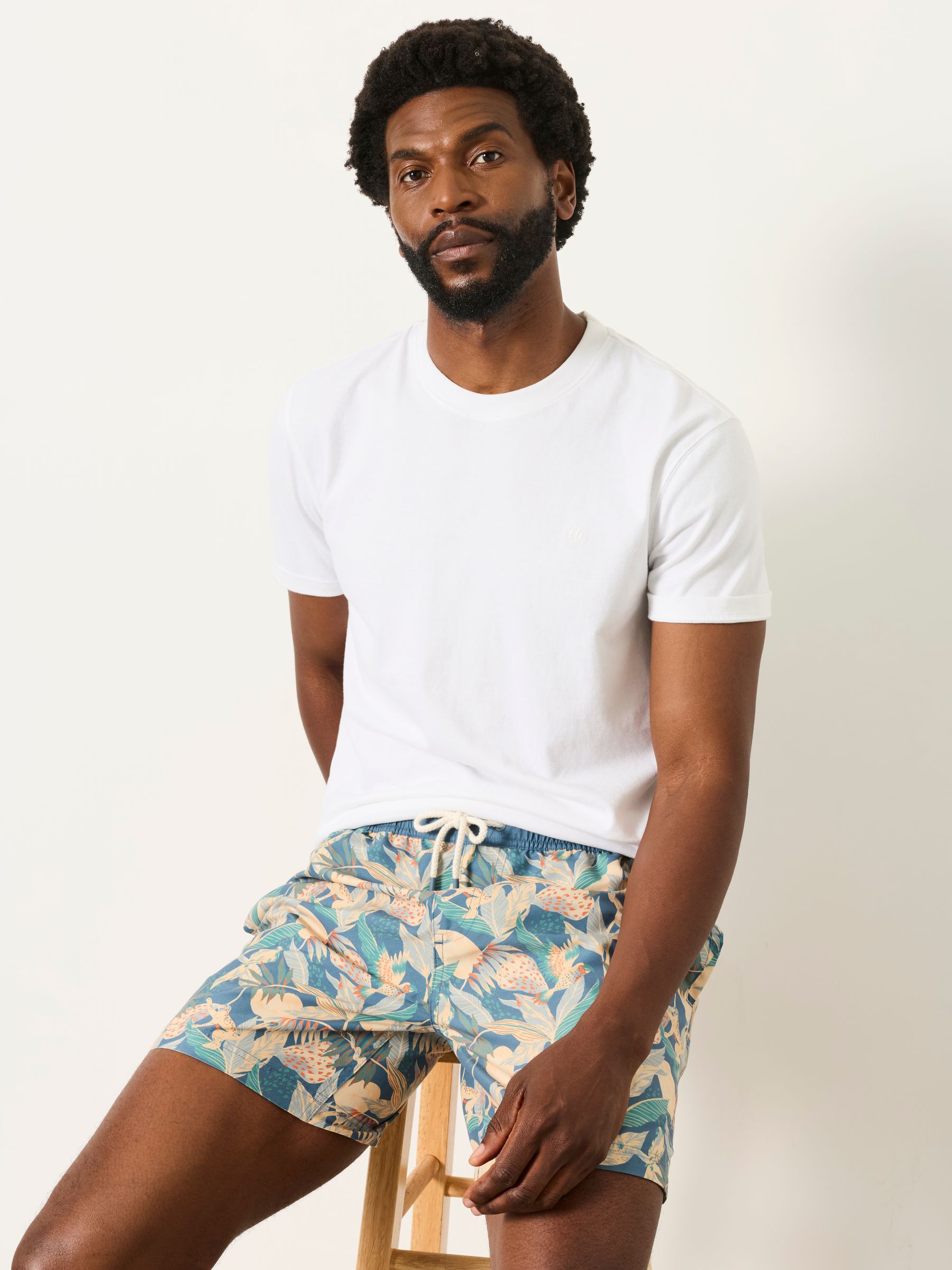 Blue Floral Printed Swim Shorts - Image 5 of 5