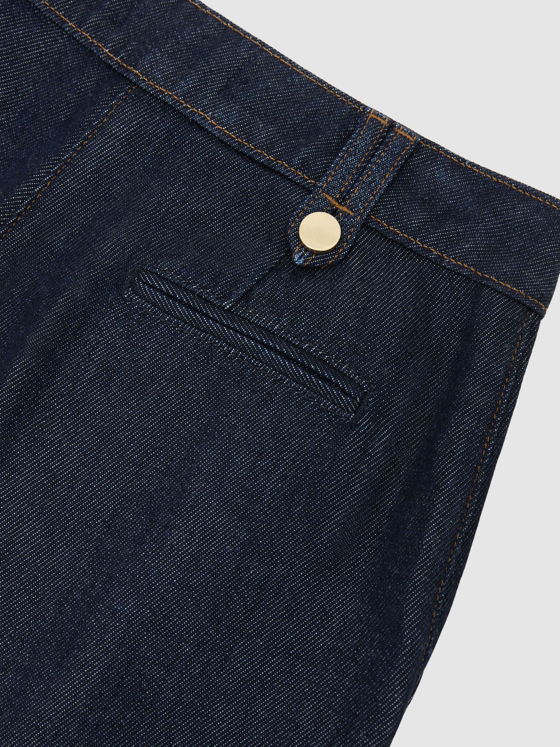 Lyocell Topstitched Wide-Leg Trousers in Indigo - image 4