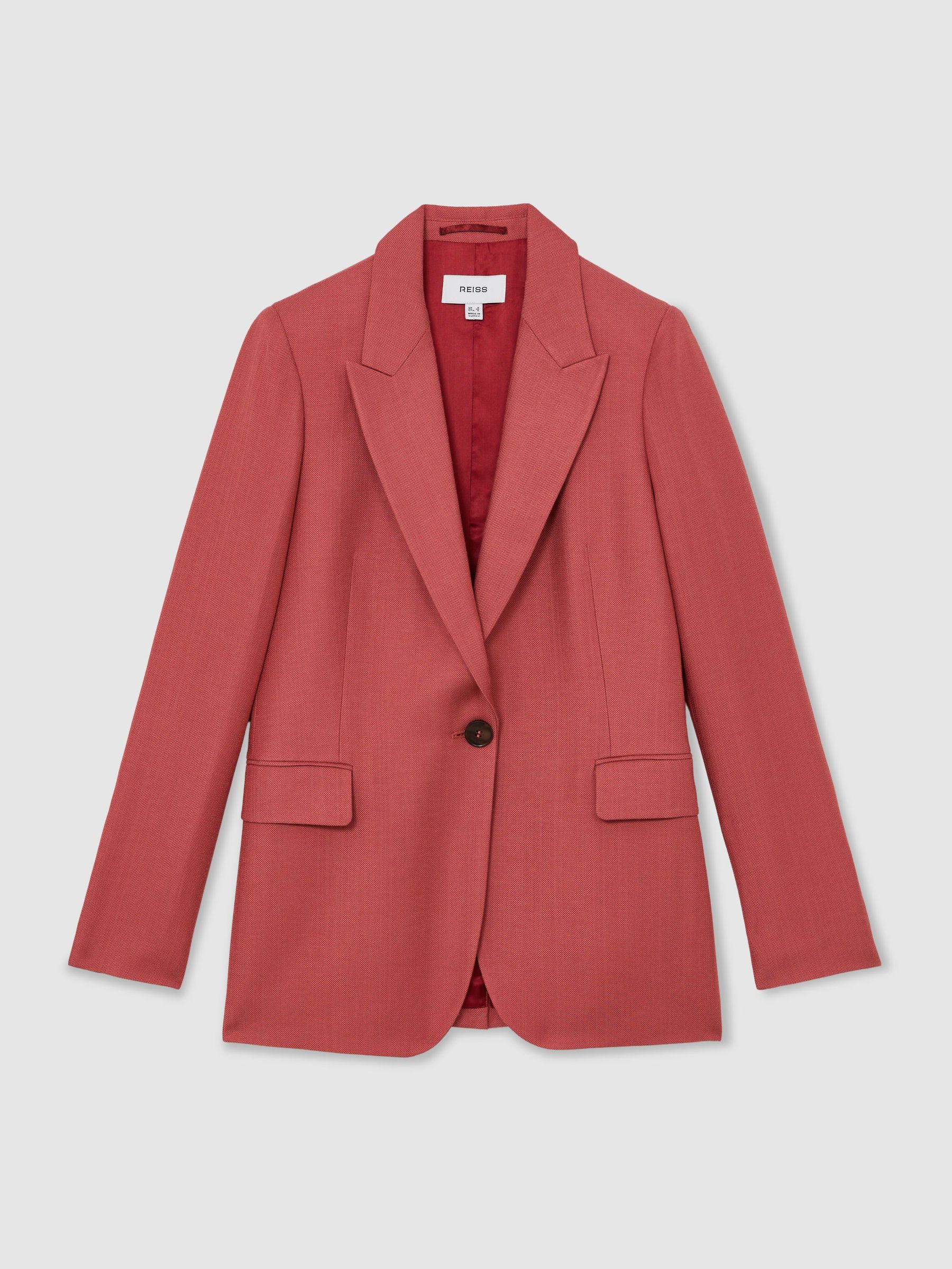 Petite Single-Breasted Peak-Lapel Suit Blazer in Burnt Red - Image 2 of 8 Petite Single-Breasted Peak-Lapel Suit Blazer in Burnt Red - Image 2 of 8