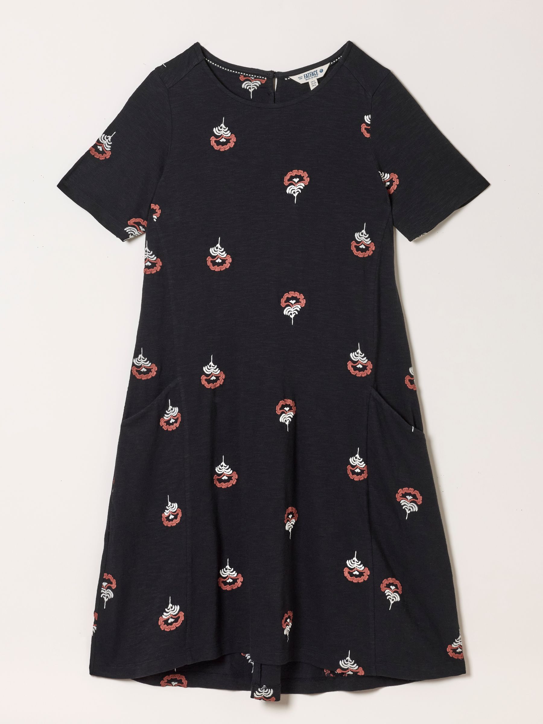 Simone Embroidered Black Regular Jersey Dress - Image 7 of 7