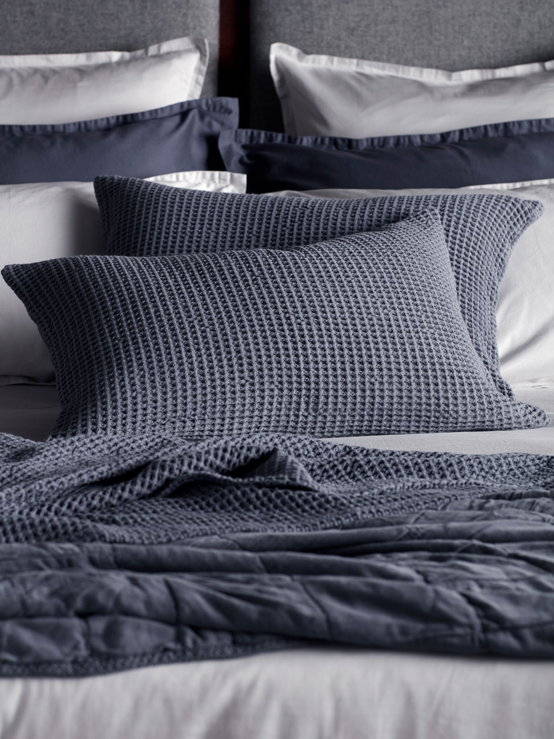 Secret Linen Store French Blue Big Waffle 100% Cotton Throw - Image 2 of 3