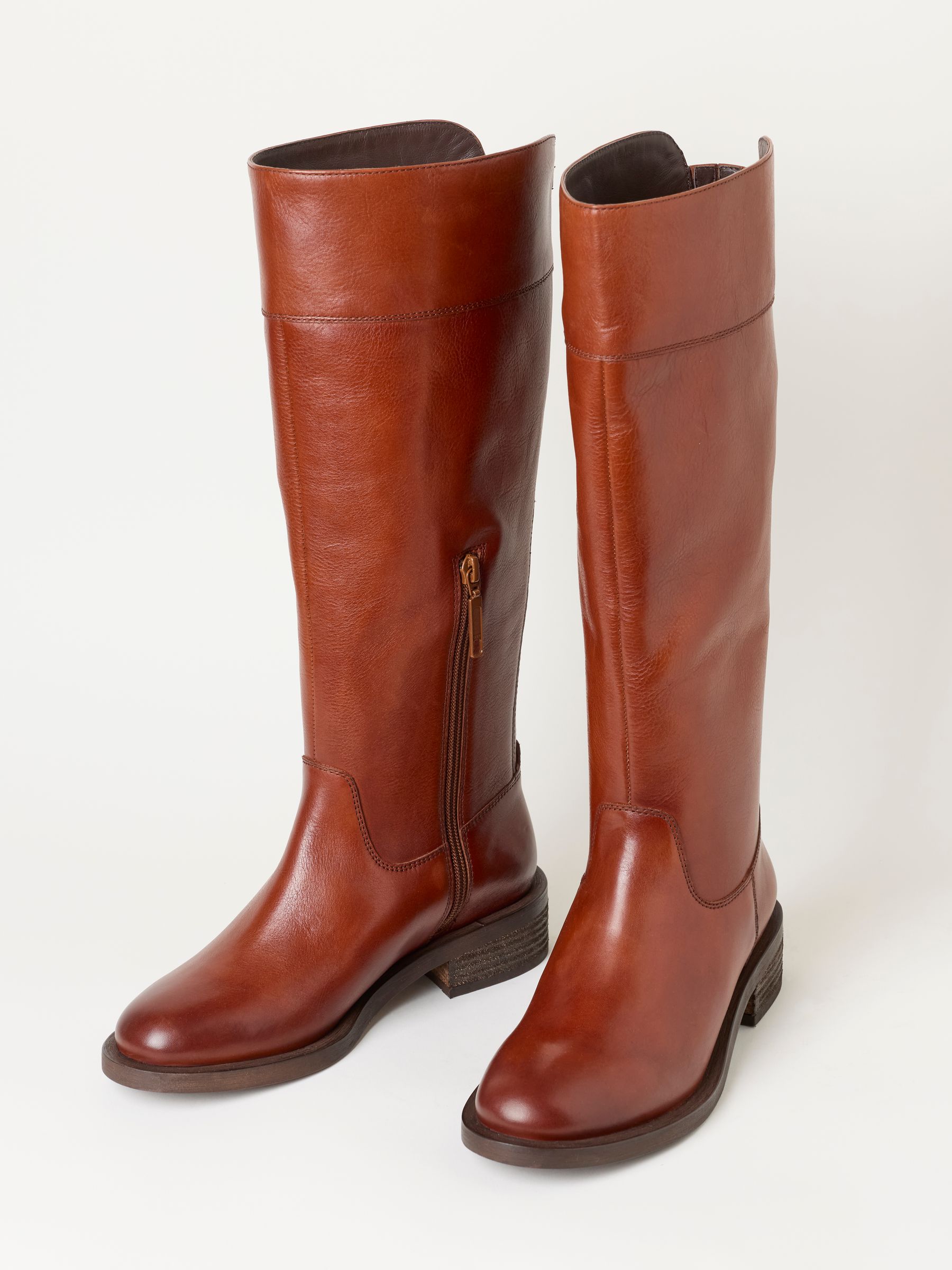 Tan Brown Leather Knee High Riding Boot - Image 4 of 5