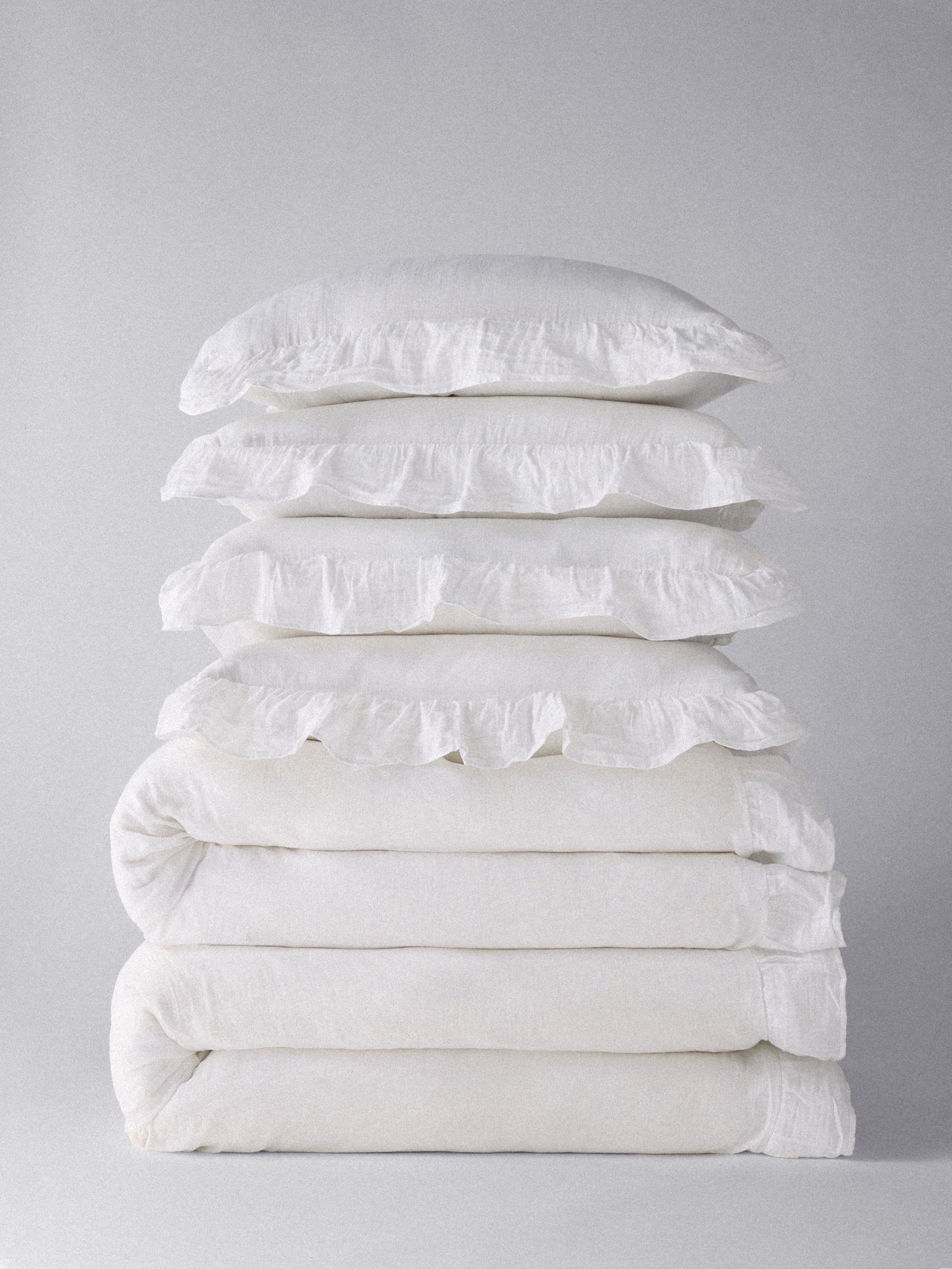 The Set 2 Pack White Muslin Frill 100% Cotton Duvet Cover and Pillowcase Set - Image 1 of 3