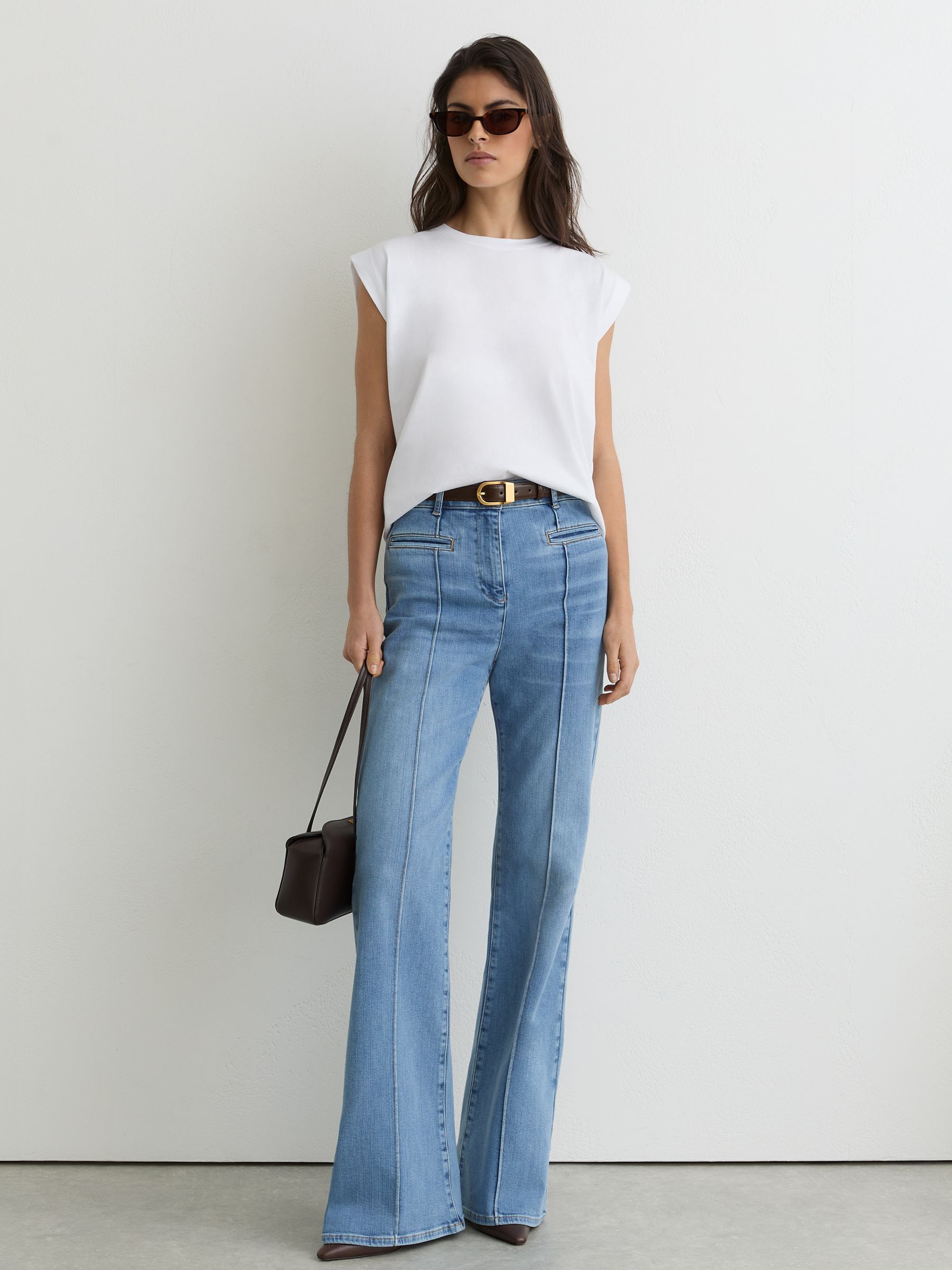 Cotton Cap-Sleeve T-Shirt in White - image 4