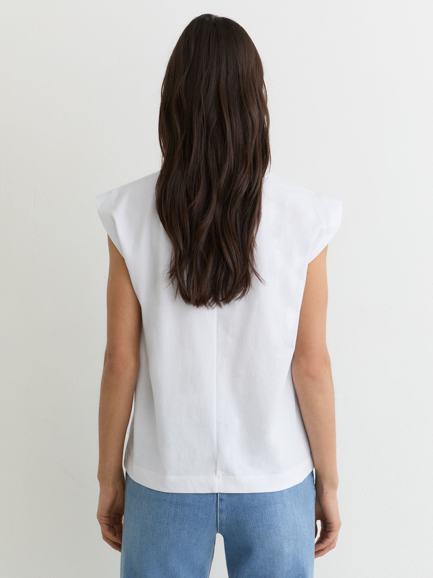 Cotton Cap-Sleeve T-Shirt in White - image 5