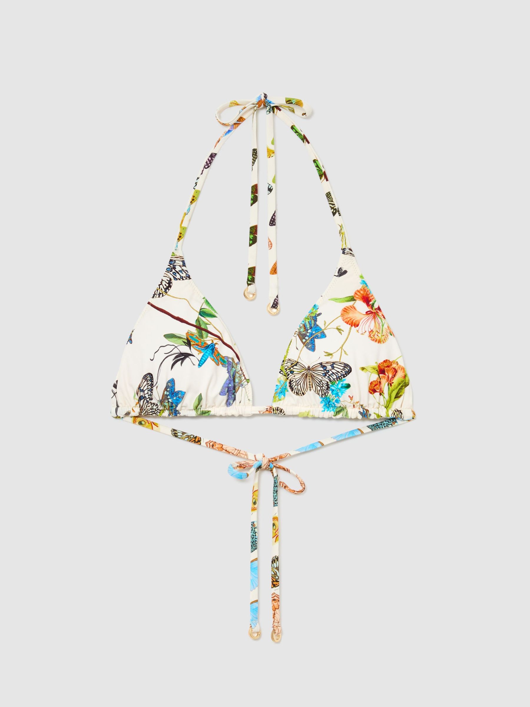 Reiss | NYBG Printed Reversible Bikini Top in Cream Print - Image 2 of 8