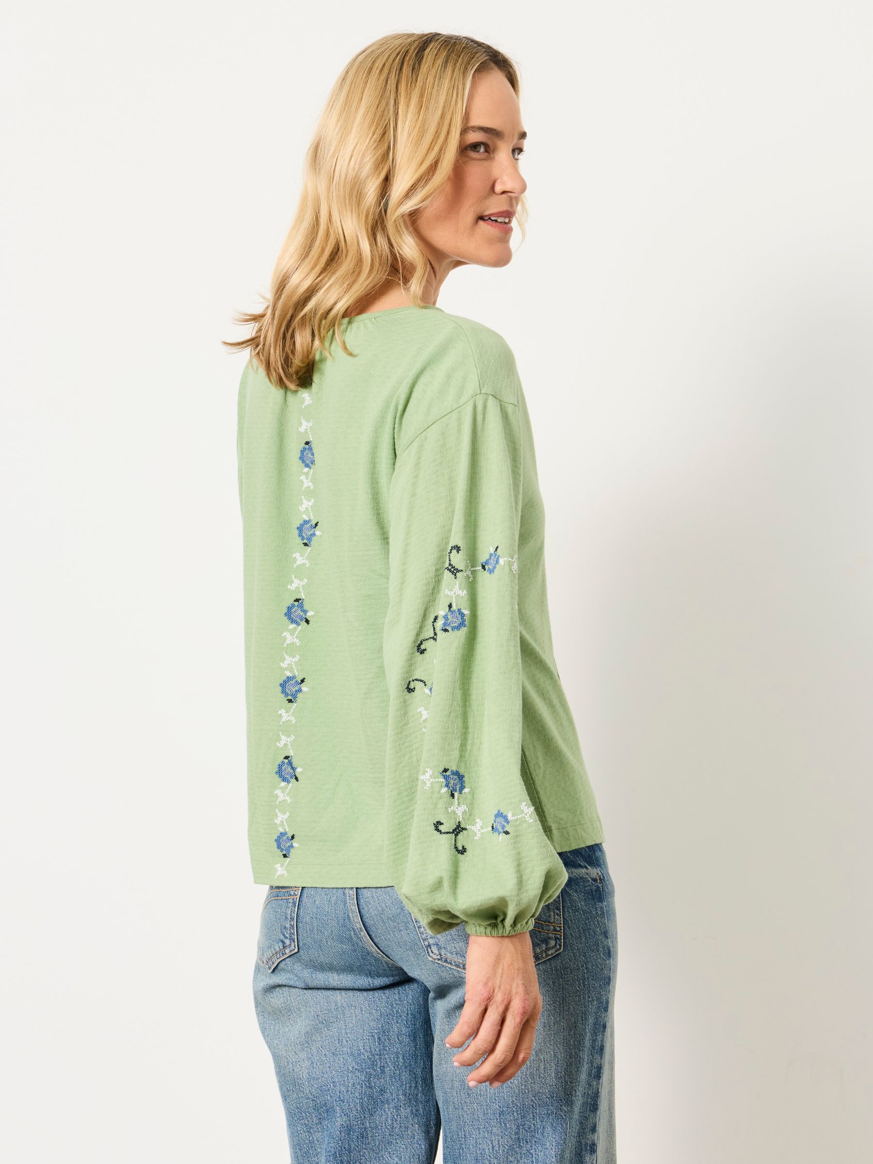 Izzy Sage Green Embroidered Top - Image 2 of 6