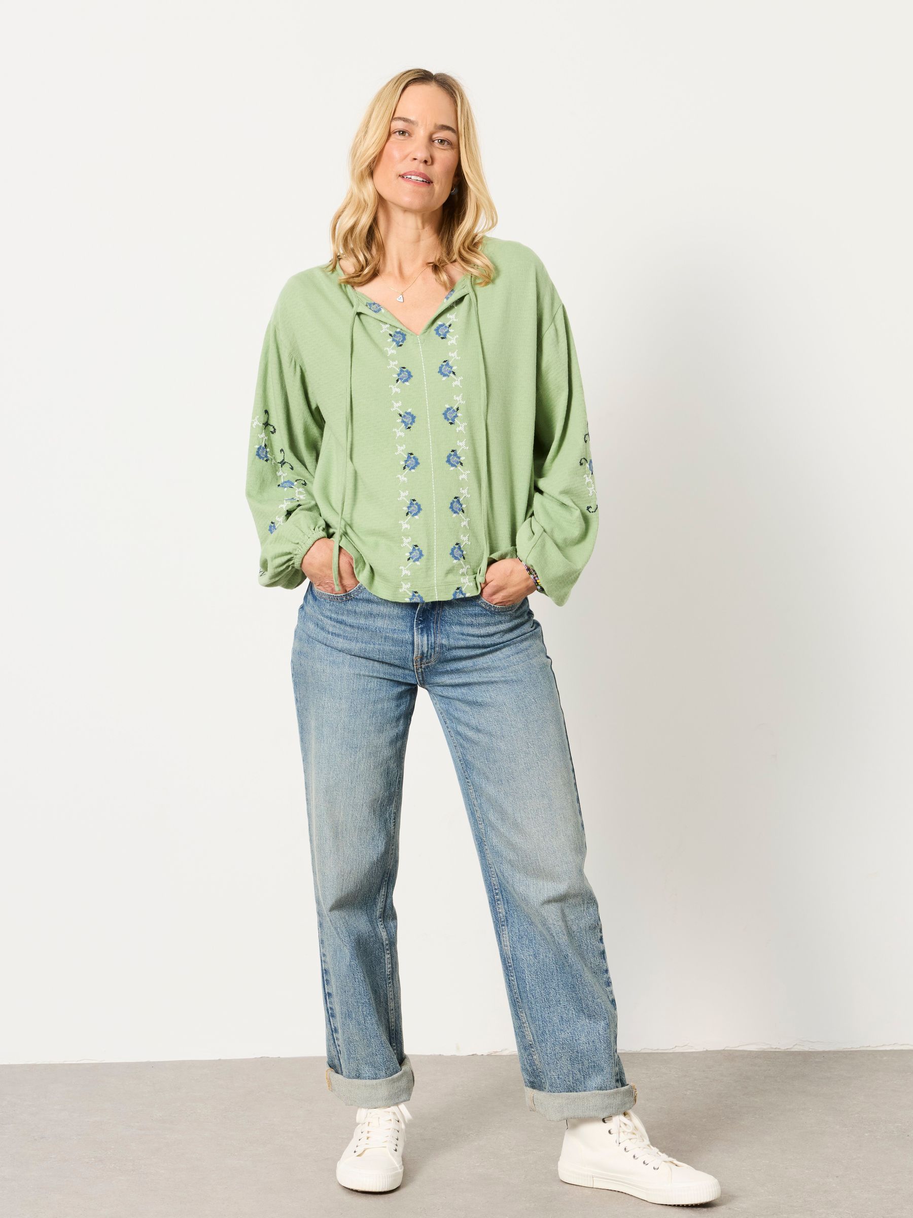 Izzy Sage Green Embroidered Top - Image 4 of 6