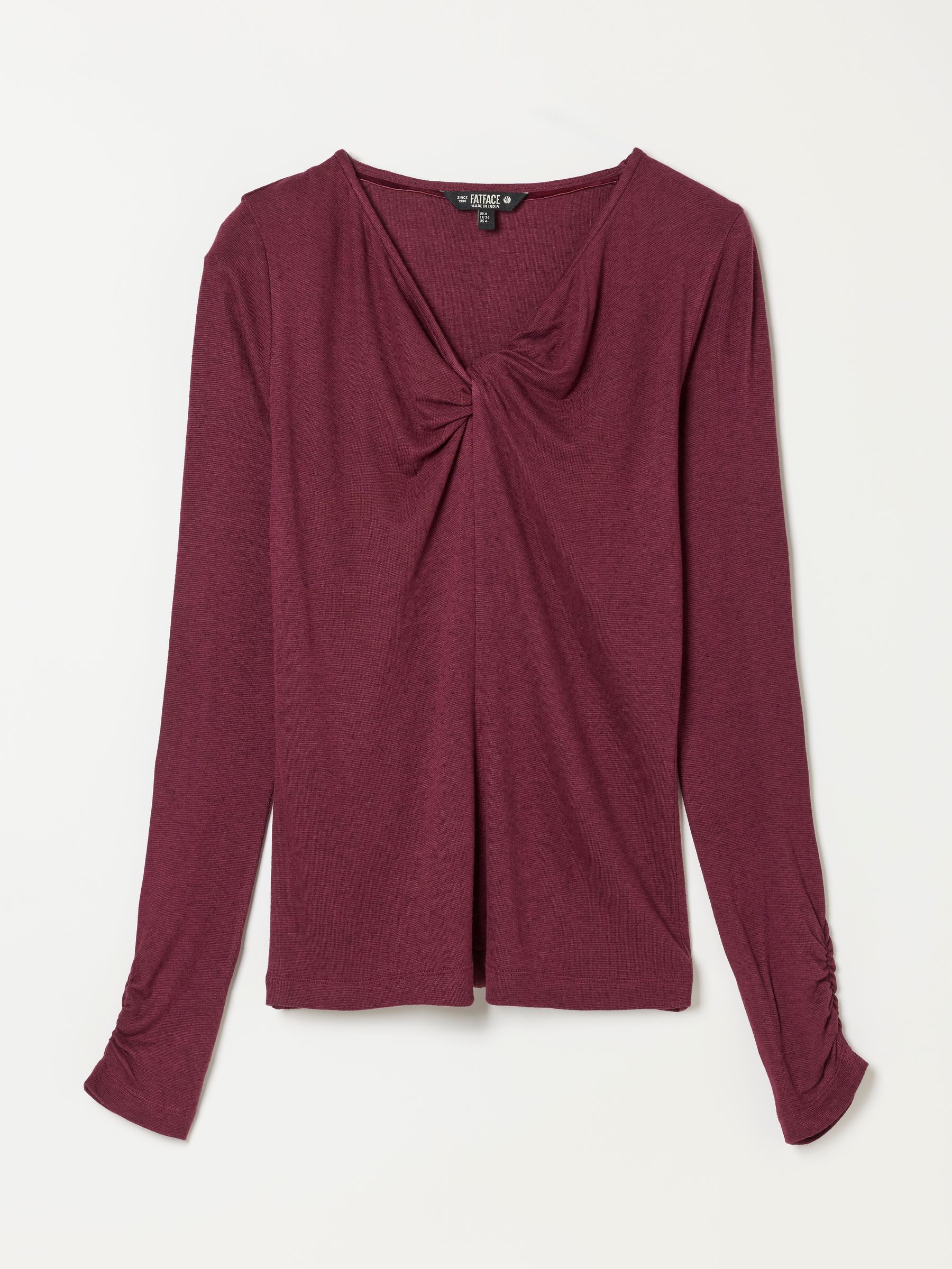 Tallulah Plum Purple Twist Front Long Sleeve Top - Image 6 of 6