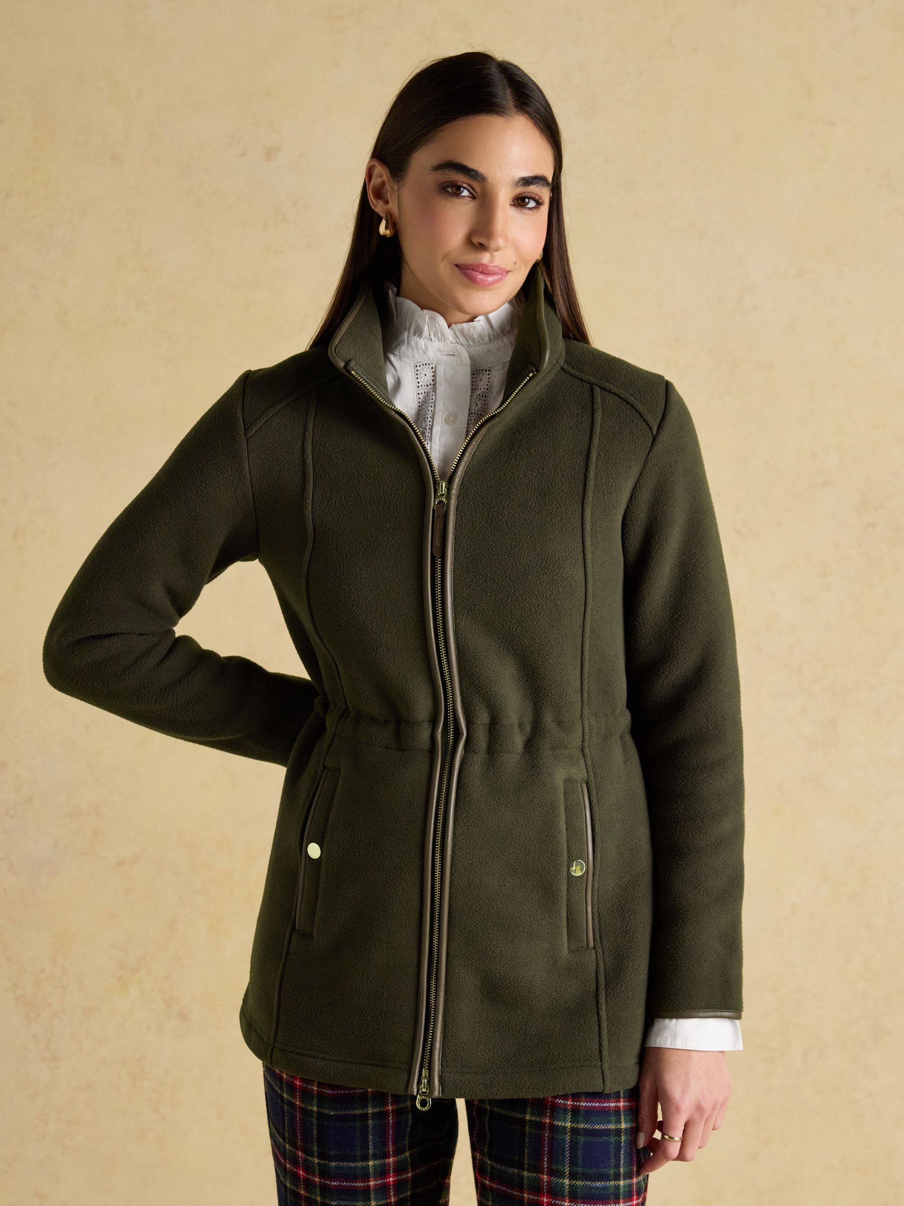 Heritage Green Longline Zip Through Fleece Joules