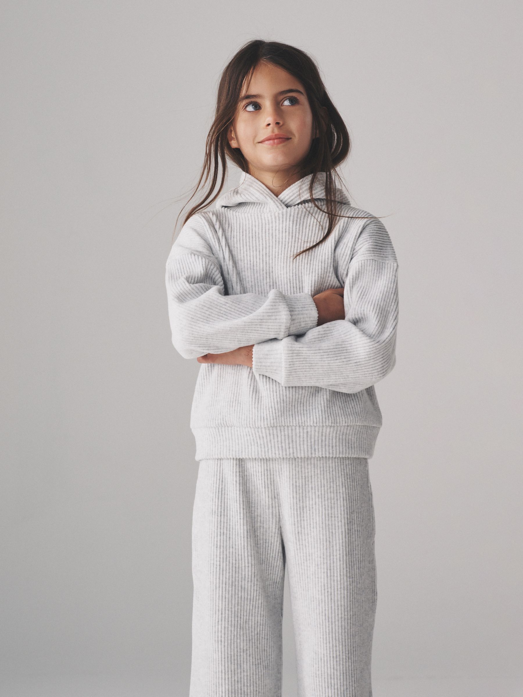 Soft Touch Rib Relaxed Hoodie Wide Leg Joggers Set - Image 5 of 11