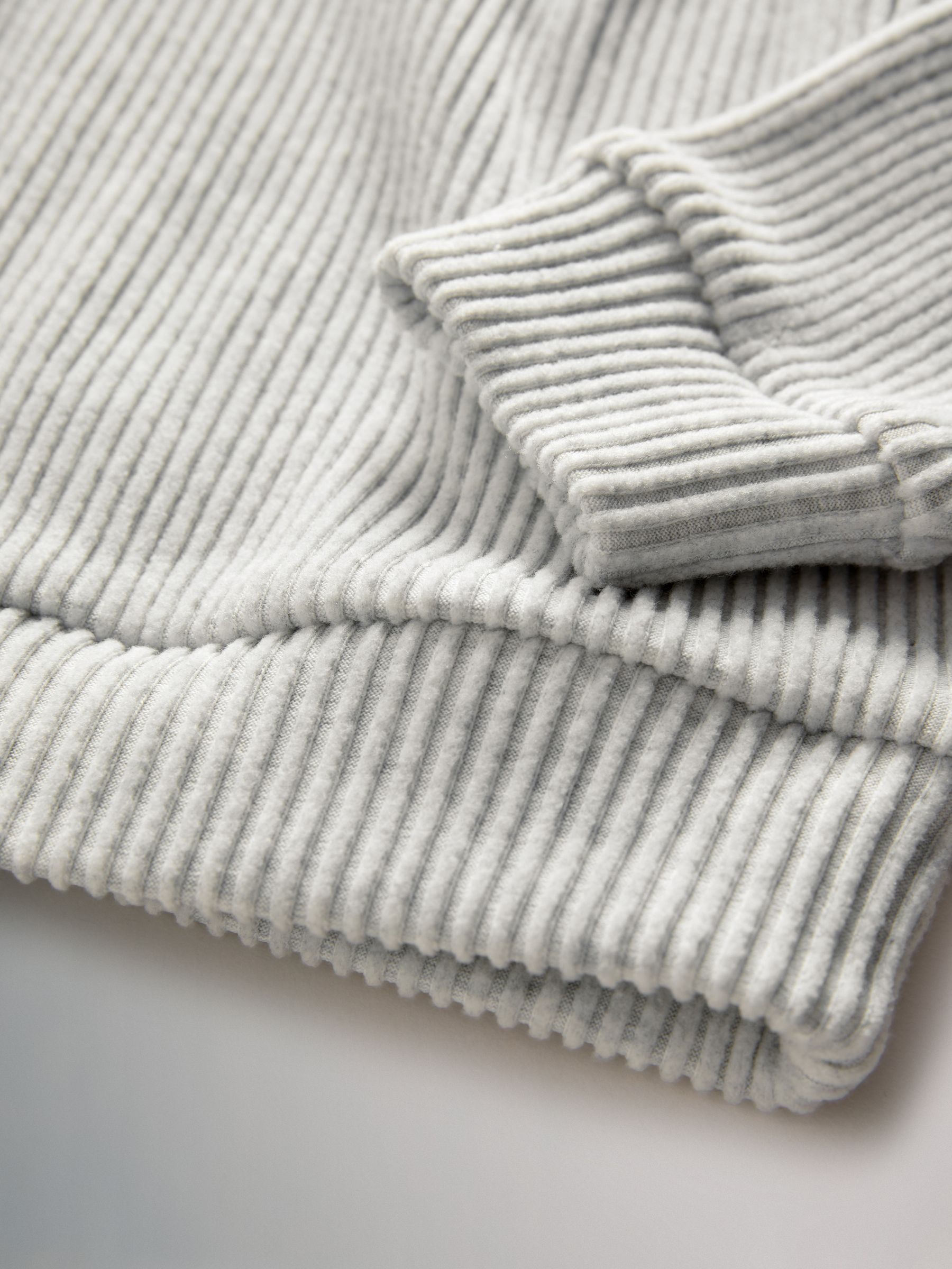 Grey Soft Touch Rib Relaxed Hoodie Wide Leg Joggers Set - Image 6 of 6