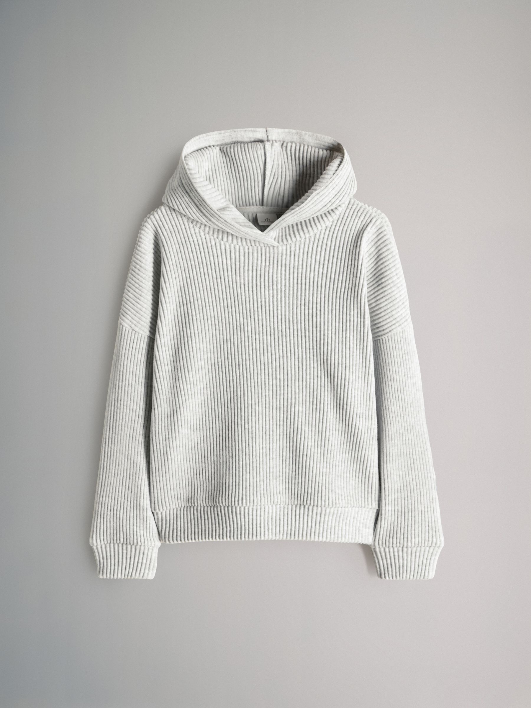 Soft Touch Rib Relaxed Hoodie Wide Leg Joggers Set - Image 8 of 11