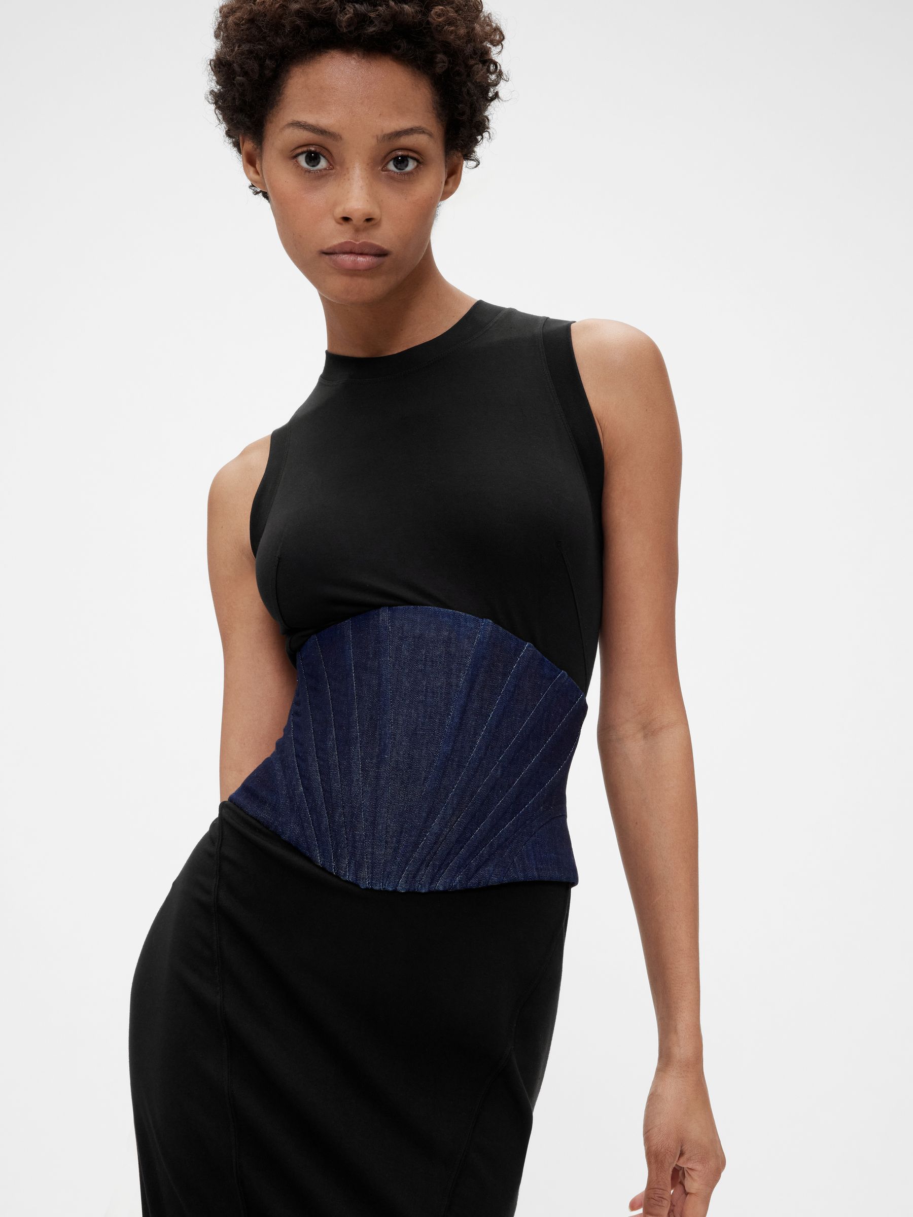 Dark Wash Blue Denim Corset Belt - Image 1 of 6