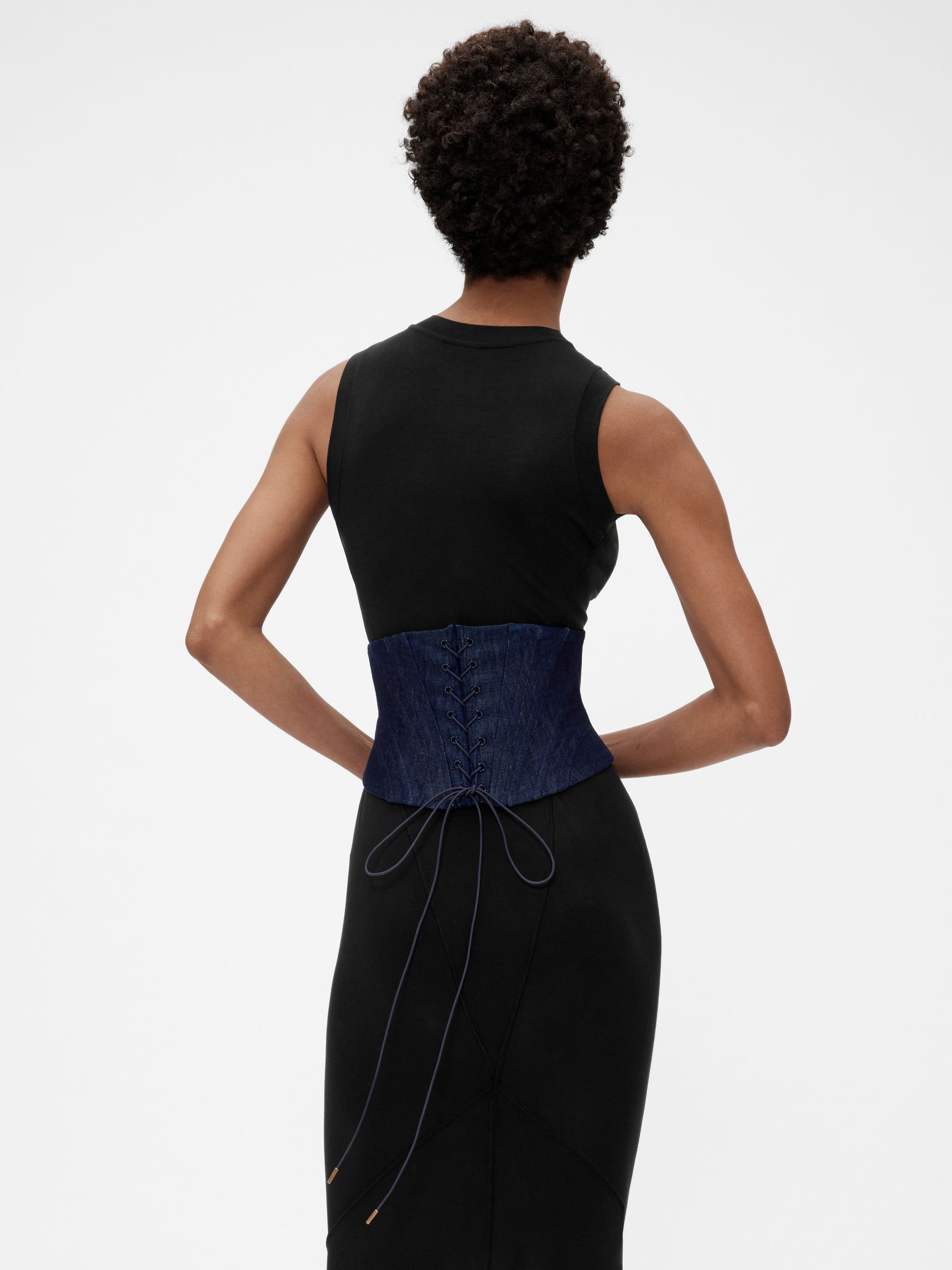 Dark Wash Blue Denim Corset Belt - Image 2 of 6
