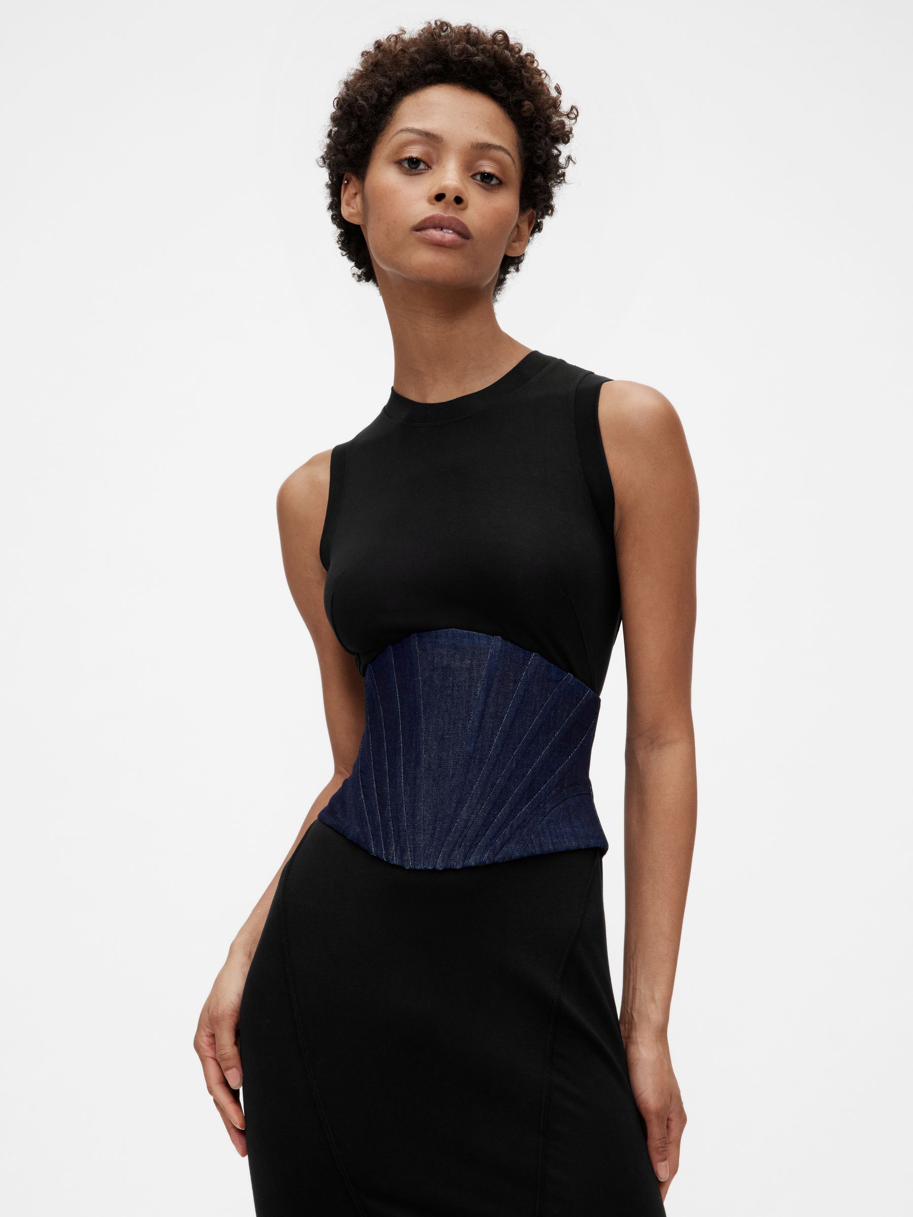 Dark Wash Blue Denim Corset Belt - Image 4 of 6