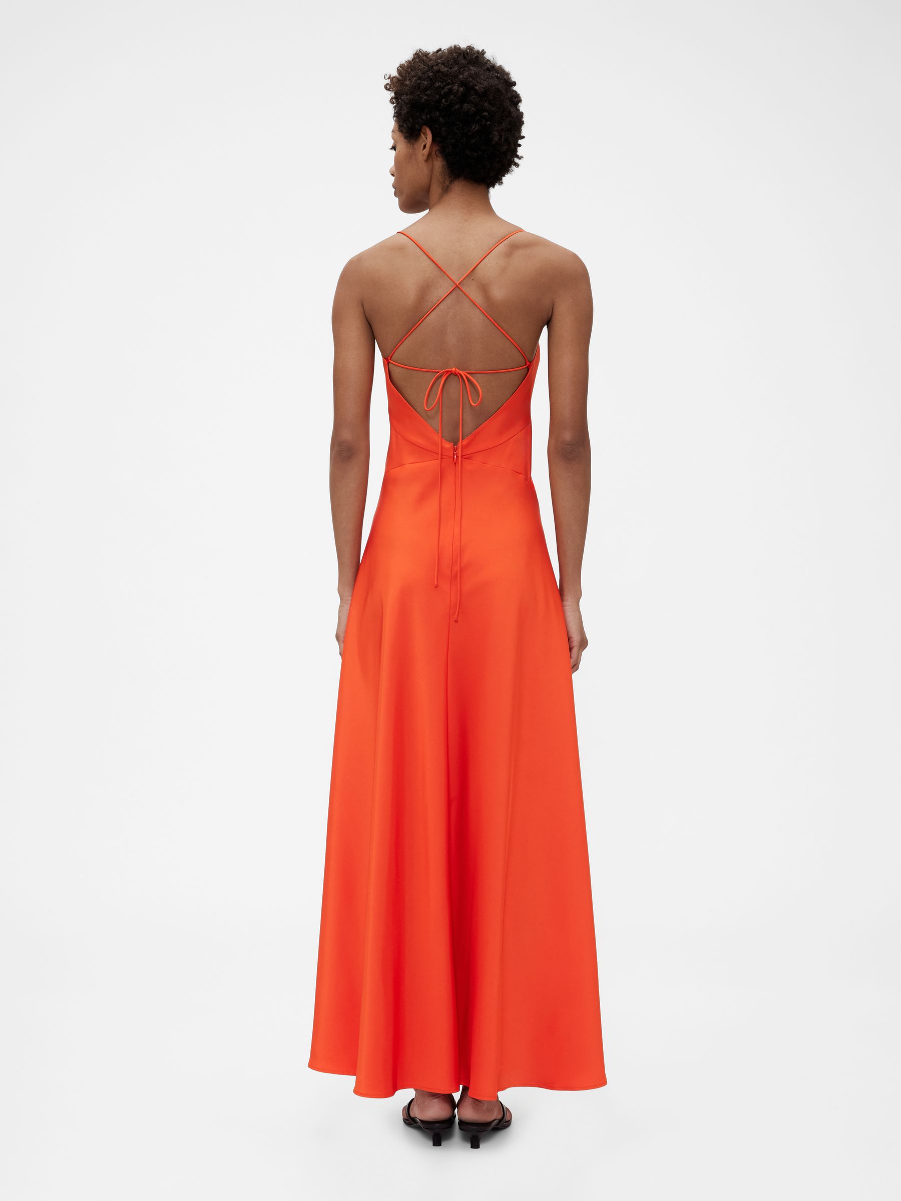 Orange Satin Slip Maxi Dress - Image 2 of 7