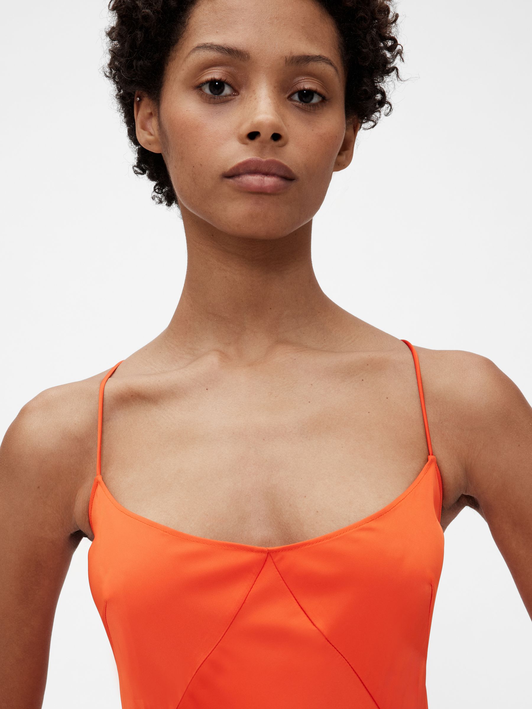 Orange Satin Slip Maxi Dress - Image 4 of 7