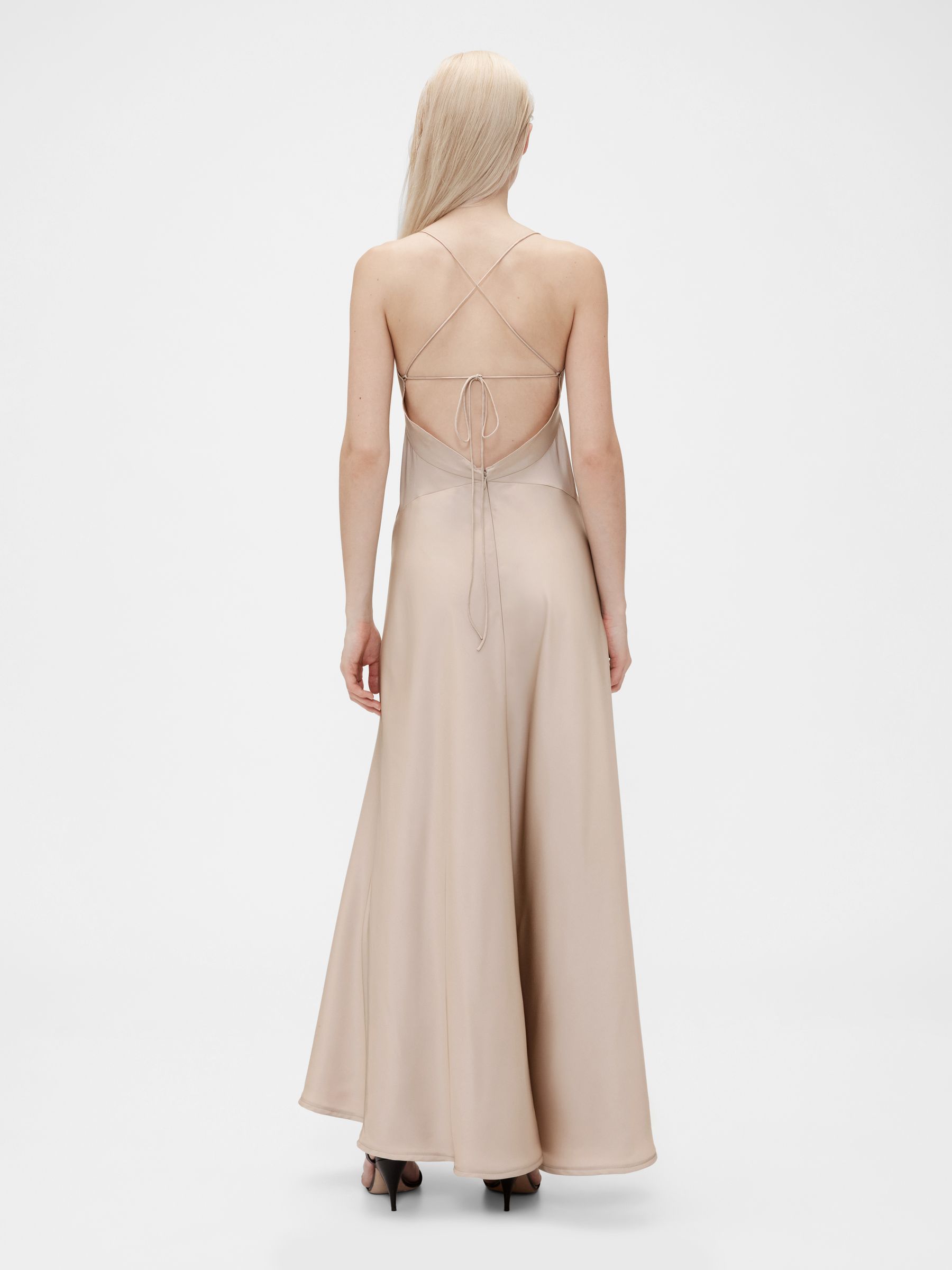 Beige Satin Slip Maxi Dress - Image 2 of 7