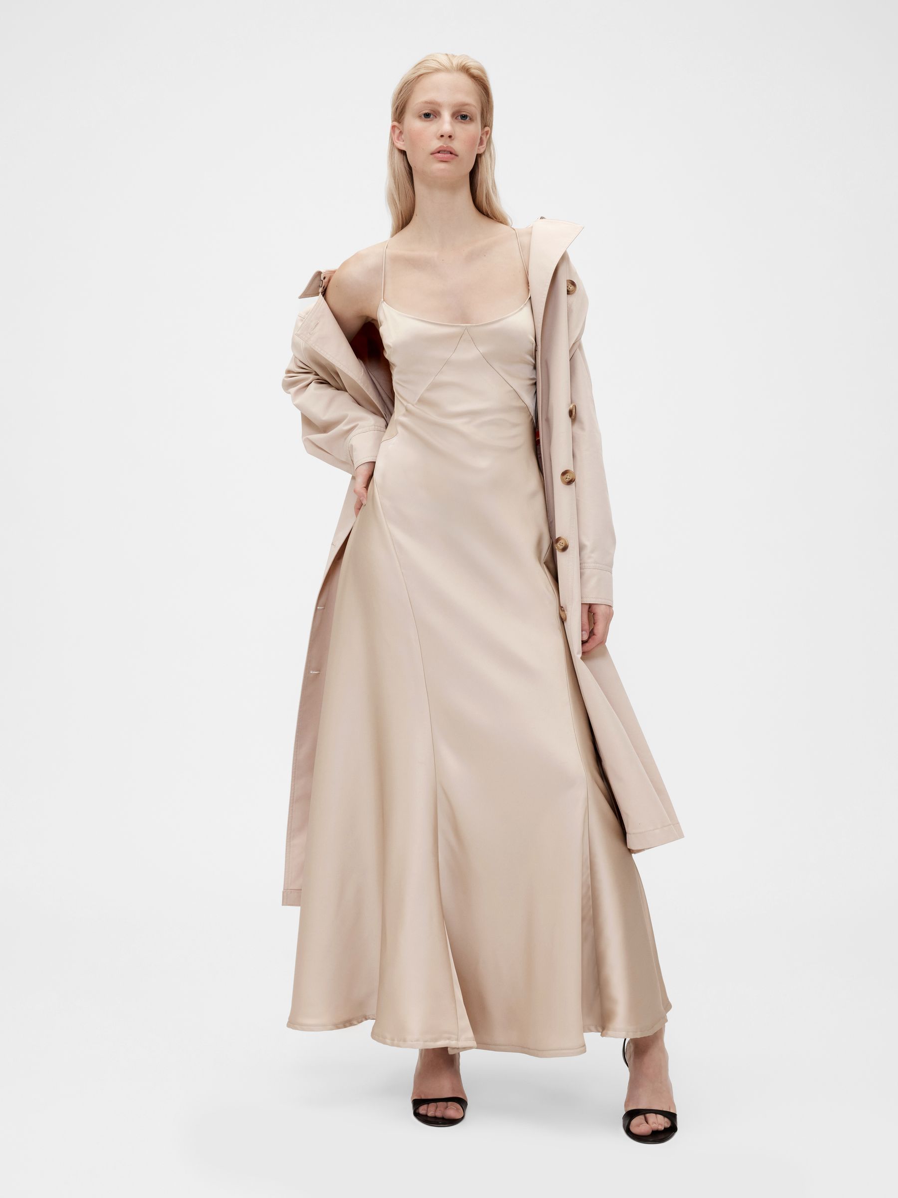 Beige Satin Slip Maxi Dress - Image 4 of 7