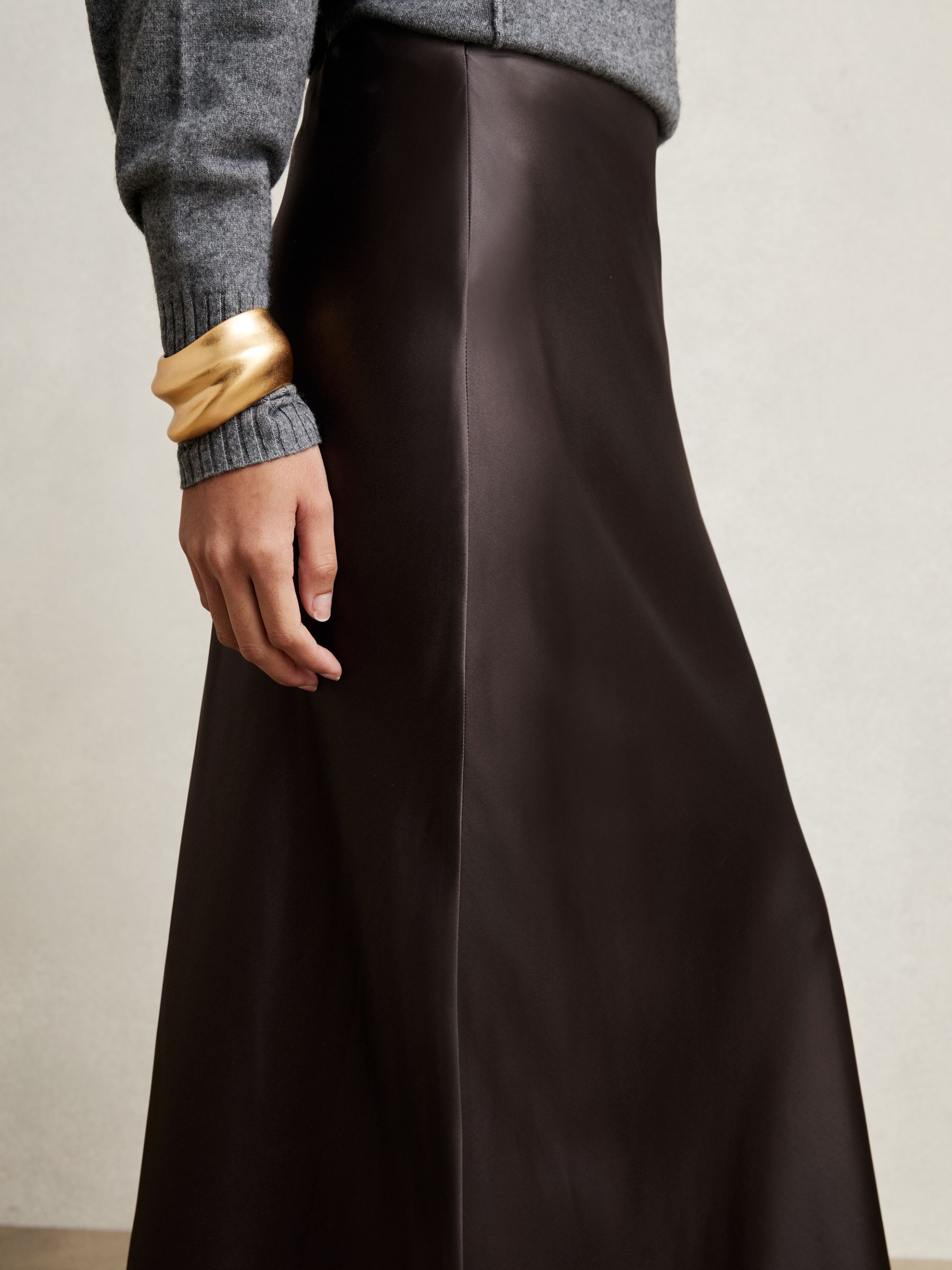 Silk Slip Maxi Skirt in Mauve - Image 1 of 7