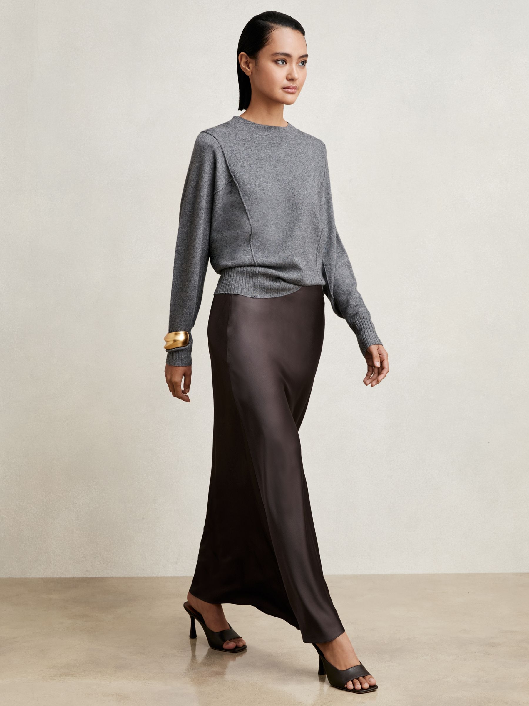 Silk Slip Maxi Skirt in Mauve - Image 4 of 7