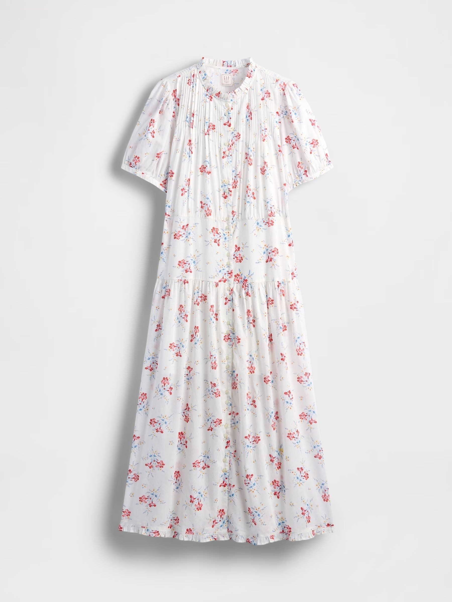 White DÔEN Pintuck Floral Midi Dress - Image 7 of 8
