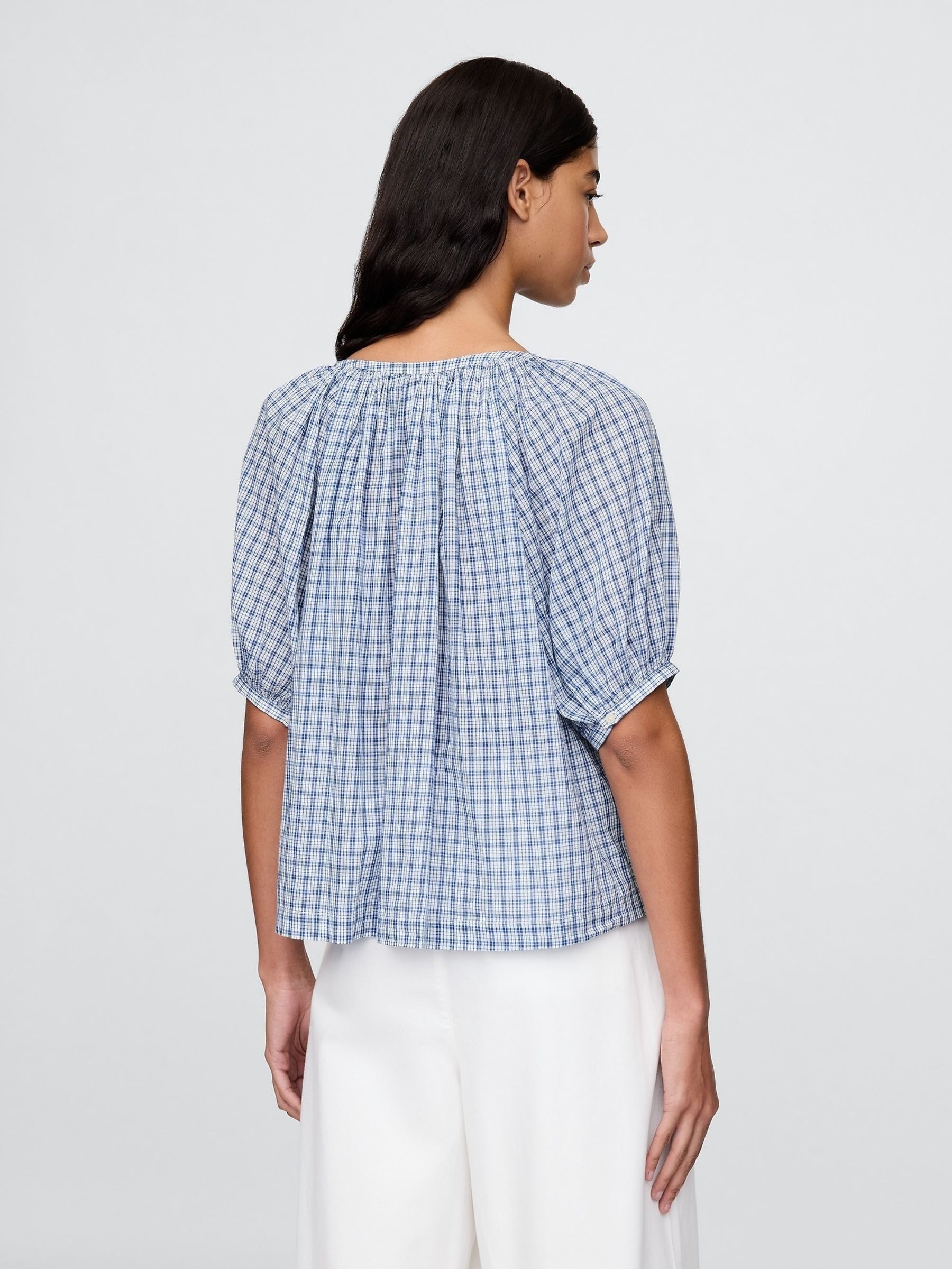 Blue DÔEN Gingham Blouse - Image 2 of 6