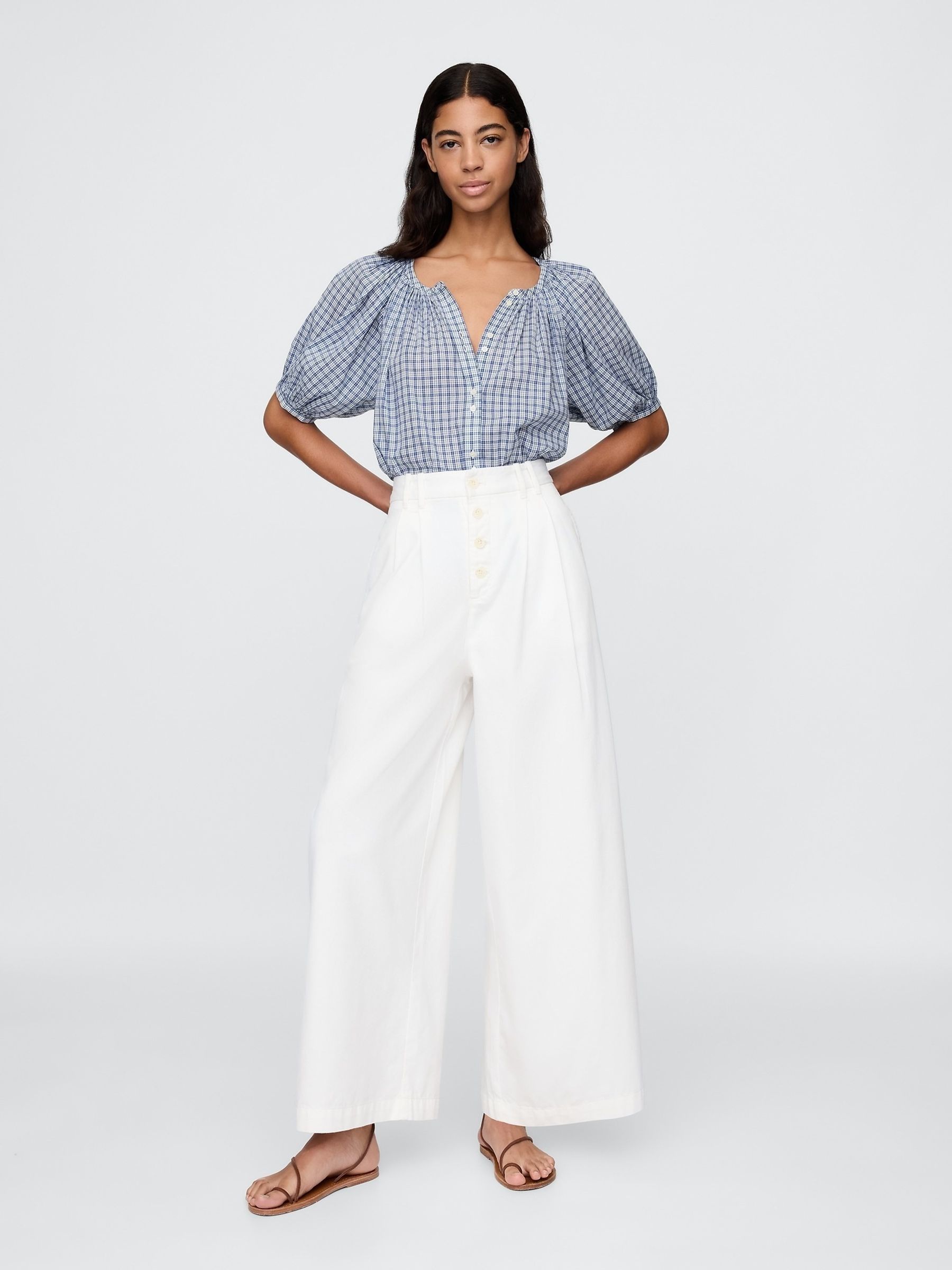 Blue DÔEN Gingham Blouse - Image 3 of 6